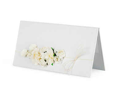 partydeco Grußkarten, Elegantes Hochzeitskarte Etui für Geldgeschenke 19,5x10,5cm perlweiß