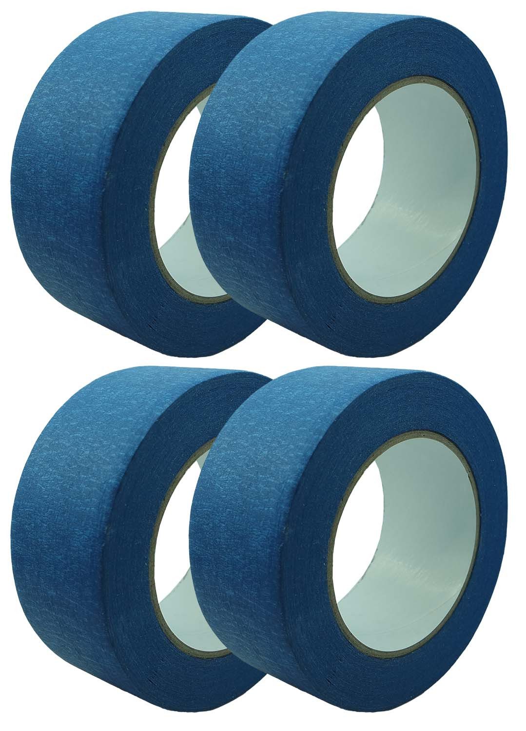 varivendo Kreppband Feinkreppband blau 4 Rollen - Abdeckband 50mm x 50m (Rollen, 4-St., Pro Mask blau Feinkreppband) Kreppband malerklebeband malerkrepp