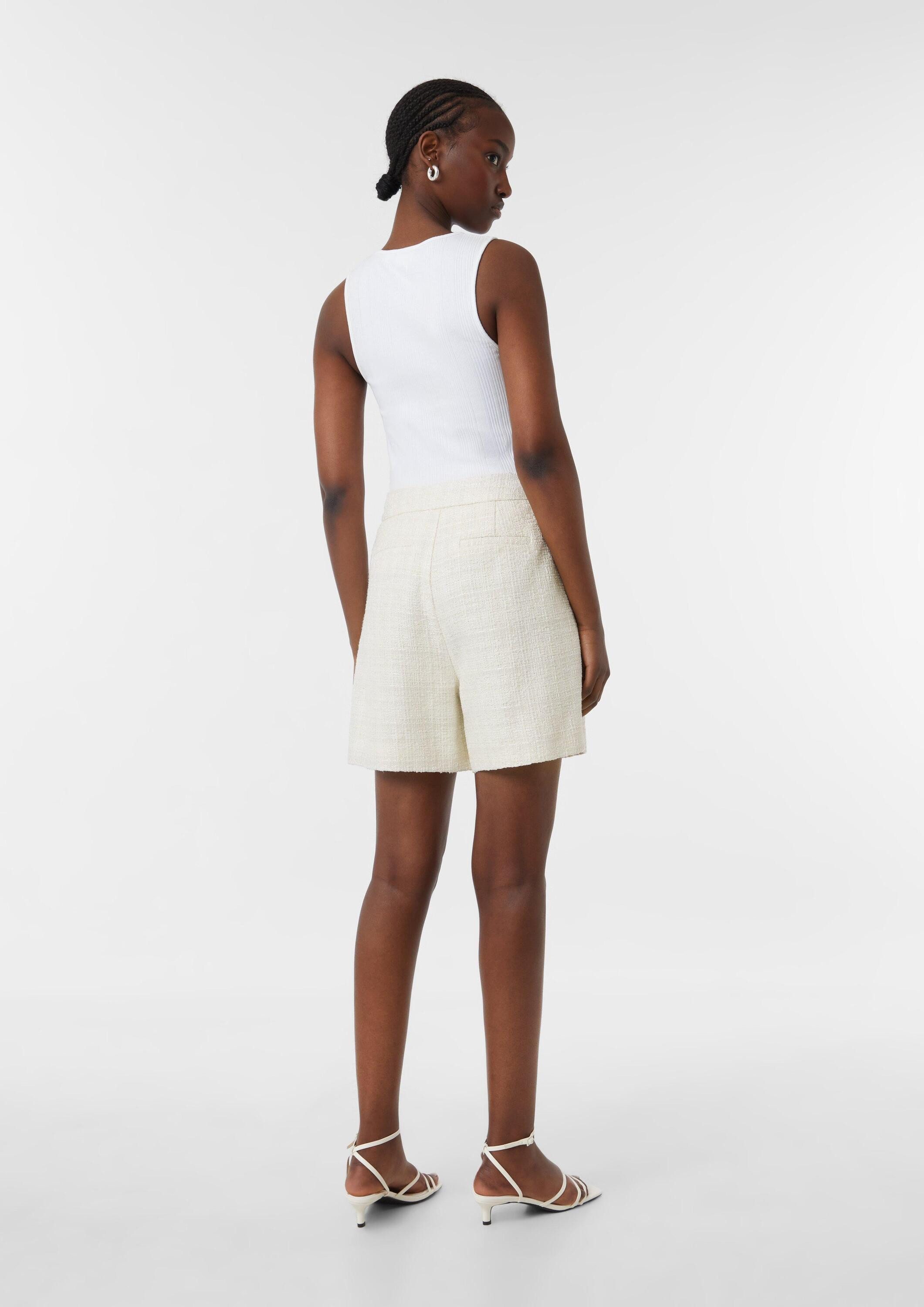 comma Shorts Hose Bouclé-Shorts mit dezentem Glitzergarn