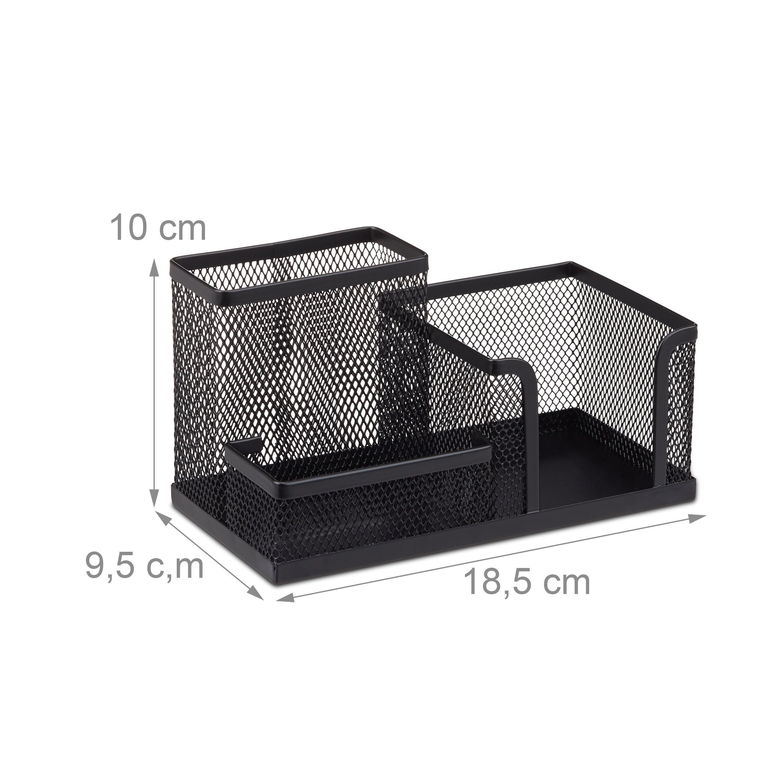 relaxdays Organizer Stiftehalter mit Zettelhalter, schwarz