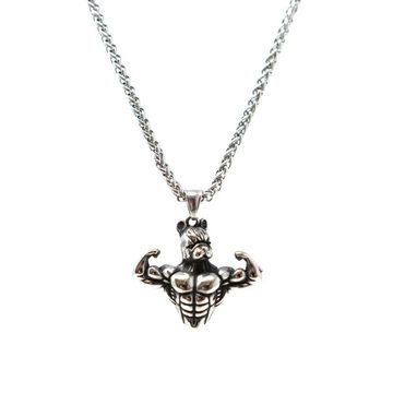 DALMARO Edelstahlkette Lederkette Edelstahl 316 MUSCLE DOG, Herren Biker Kette - Inkl. Schmuckbox