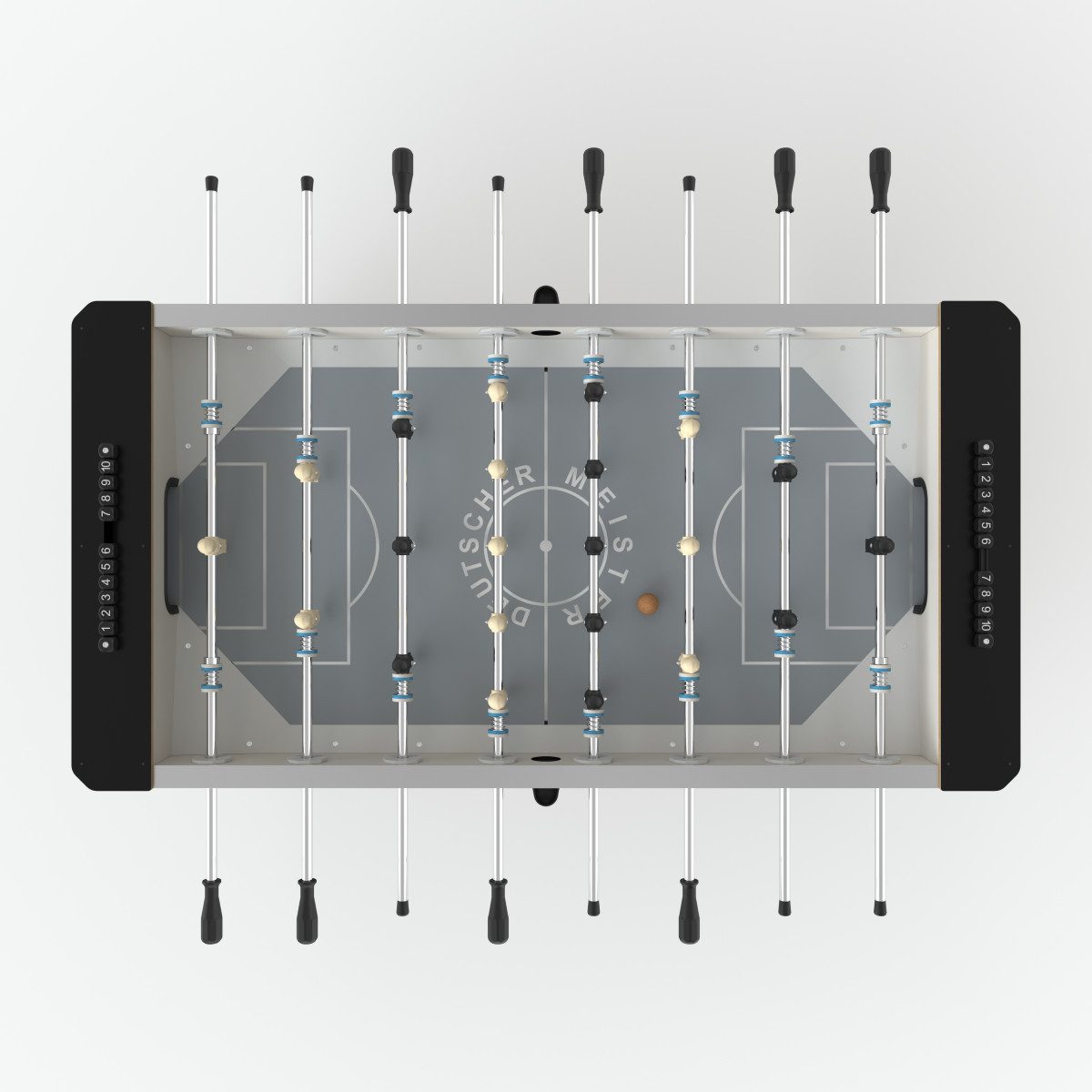 Deutscher Meister Kickertisch Tischfußball Kickertisch "LUXLINE", 360°-rotierende Torhüter, Ballentnahme von beiden Tischseiten
