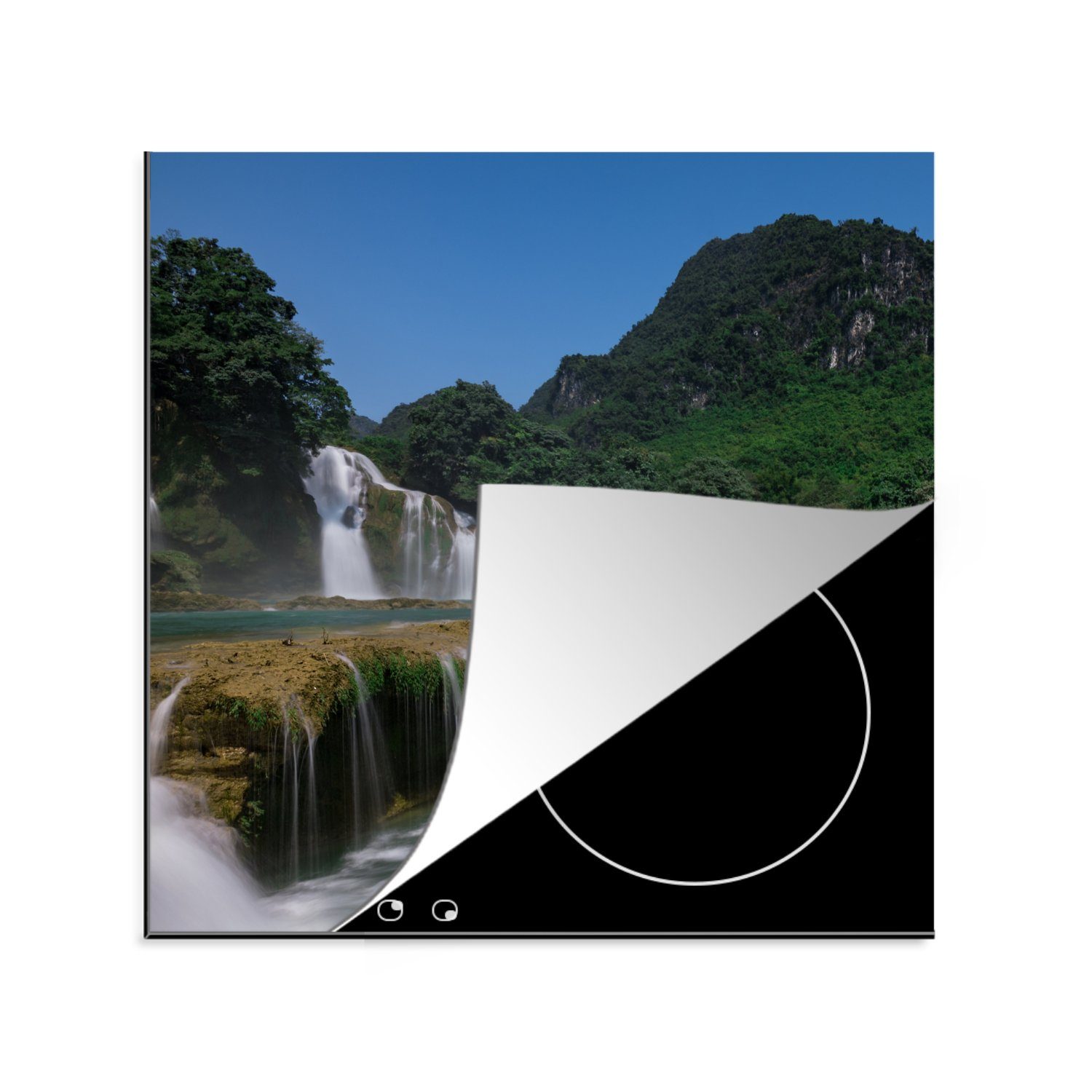 MuchoWow Herdblende-/Abdeckplatte Wasserfälle - Berge - Natur, Vinyl, (1 tlg), 78x78 cm, Ceranfeldabdeckung, Arbeitsplatte für küche
