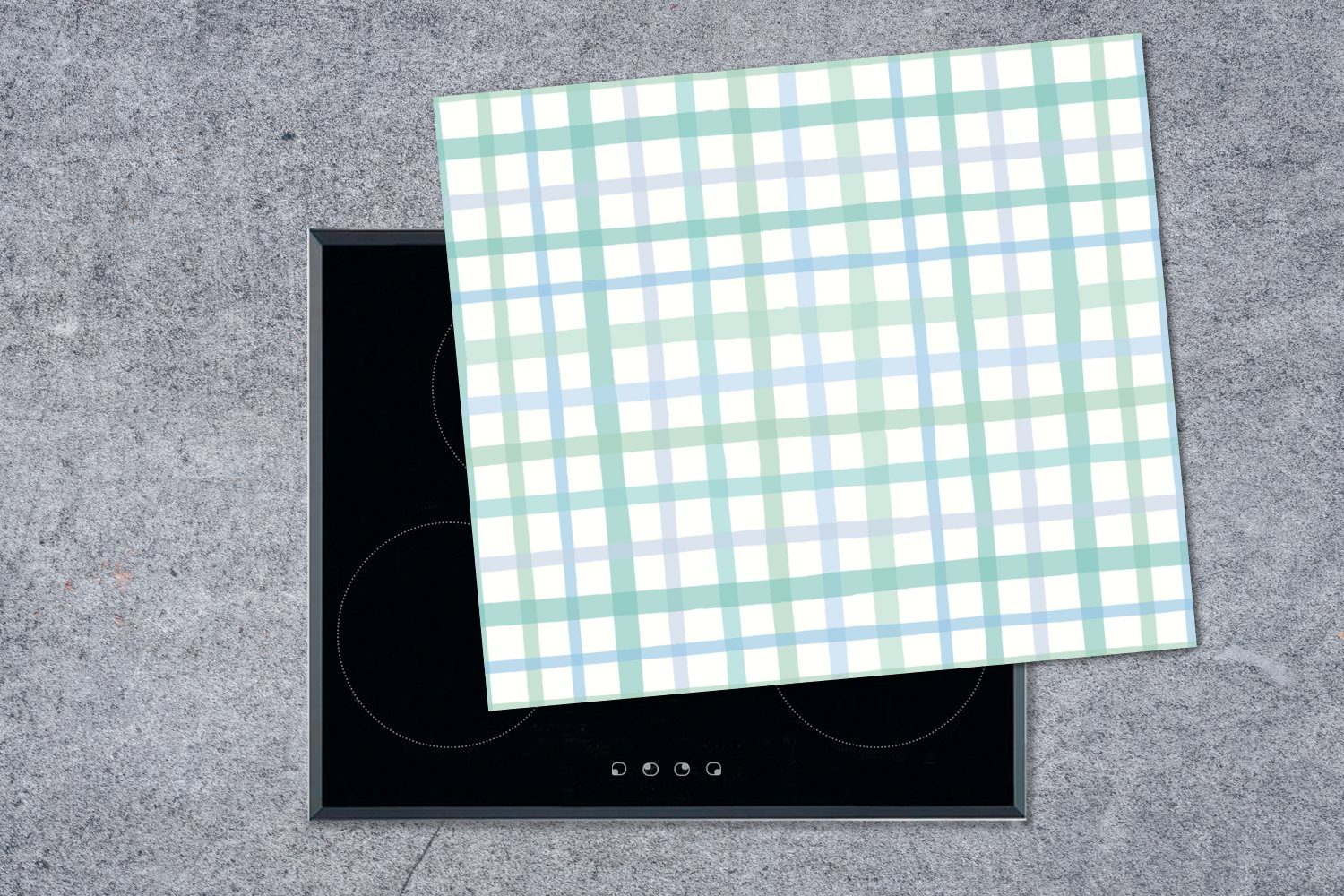 Muster MuchoWow Ceranfeldabdeckung - (1 tlg), 60x52 cm, Arbeitsfläche Pastell Blau, - Mobile Vinyl, nutzbar, Herdblende-/Abdeckplatte