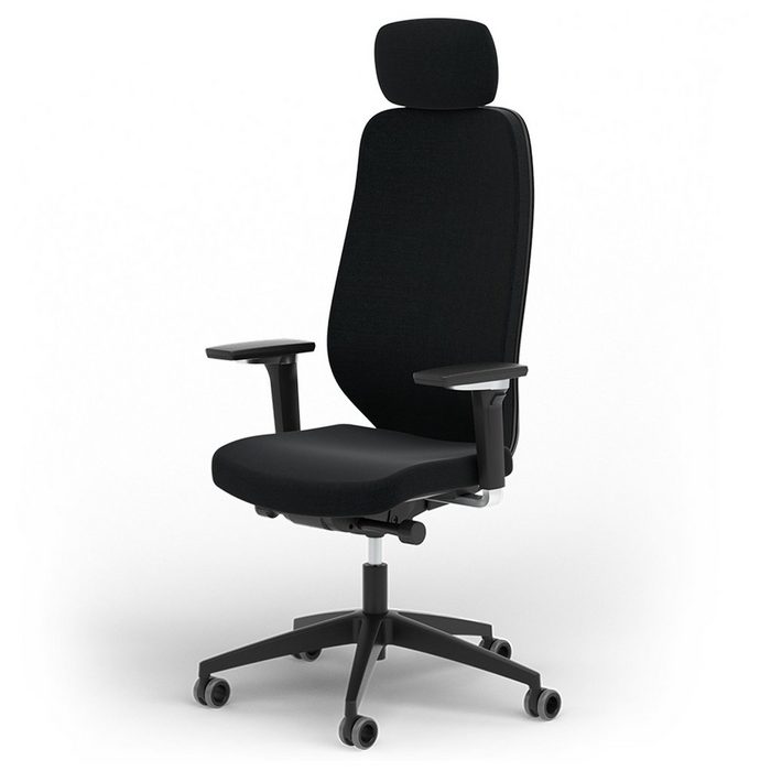 Ergotopia Bürostuhl MasterBack Pro ergonomischer Schreibtischstuhl mit Kopfstütze 5D Armlehnen 3D Neigungsmechanik Synchronmechanik ergonomisches Sitzpolster gepolsterte Rückenlehne
