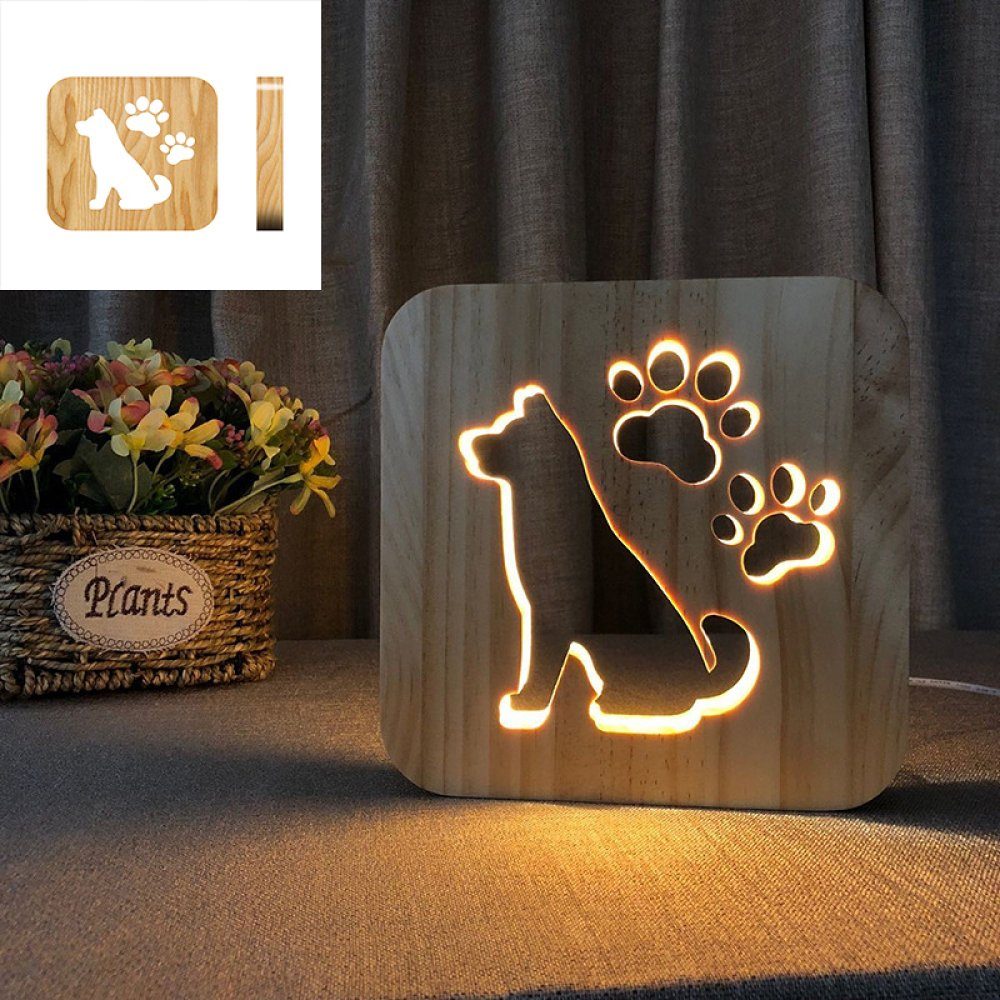 Tischlampe,3D Schreibtischlampe Jormftte Holz Nachtlicht