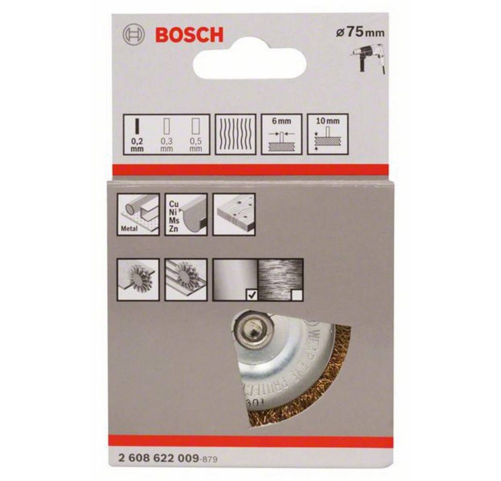 Thumbnail - BOSCH Schleifaufsatz Scheibenbürste, gewellt, vermessingt, 75 mm, 0.2