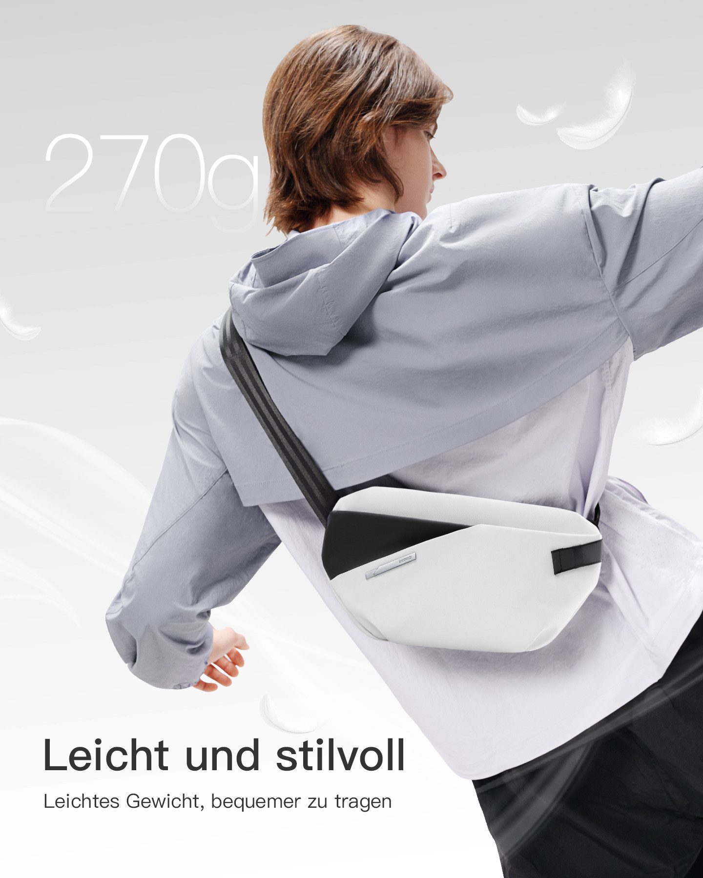 Inateck Gürteltasche 3,8 L Umhängetasche, Leichte Schultertasche Bauchtasche Crossbody Bag