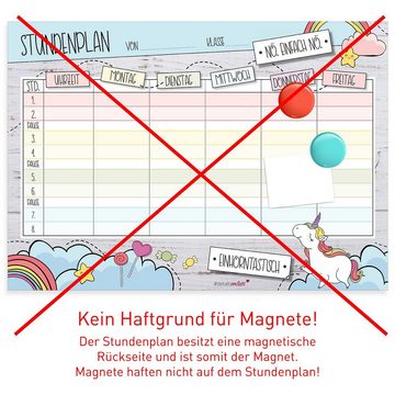 younikat Schülerkalender Einhorn Stundenplan mit magnetischer Rückseite I Abwischbar I DIN A4