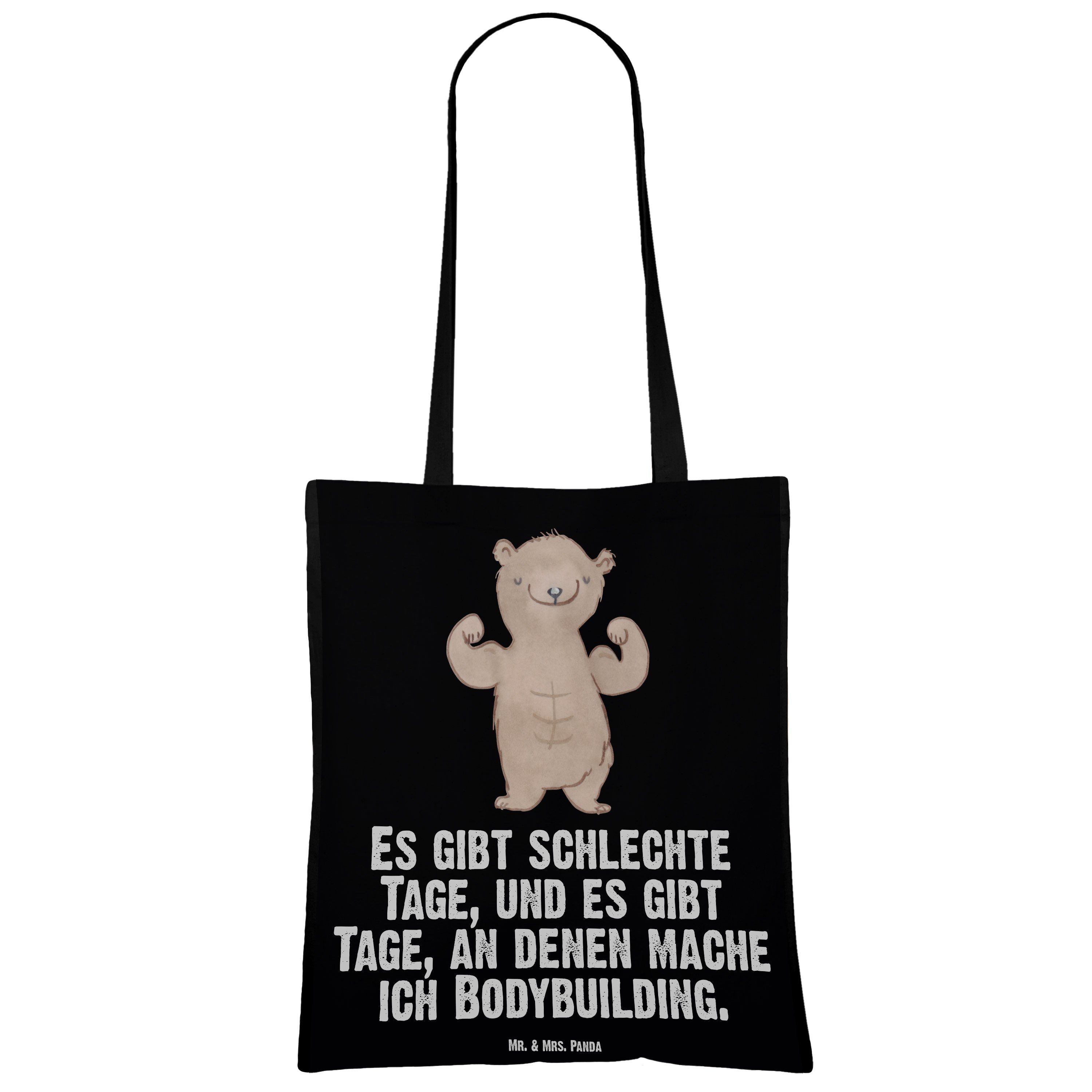 Panda - Tage Stoffbeutel, (1-tlg) Bodybuilding Geschenk, Schwarz Tragetasche Bär Mrs. & Jutebeutel, Mr. -