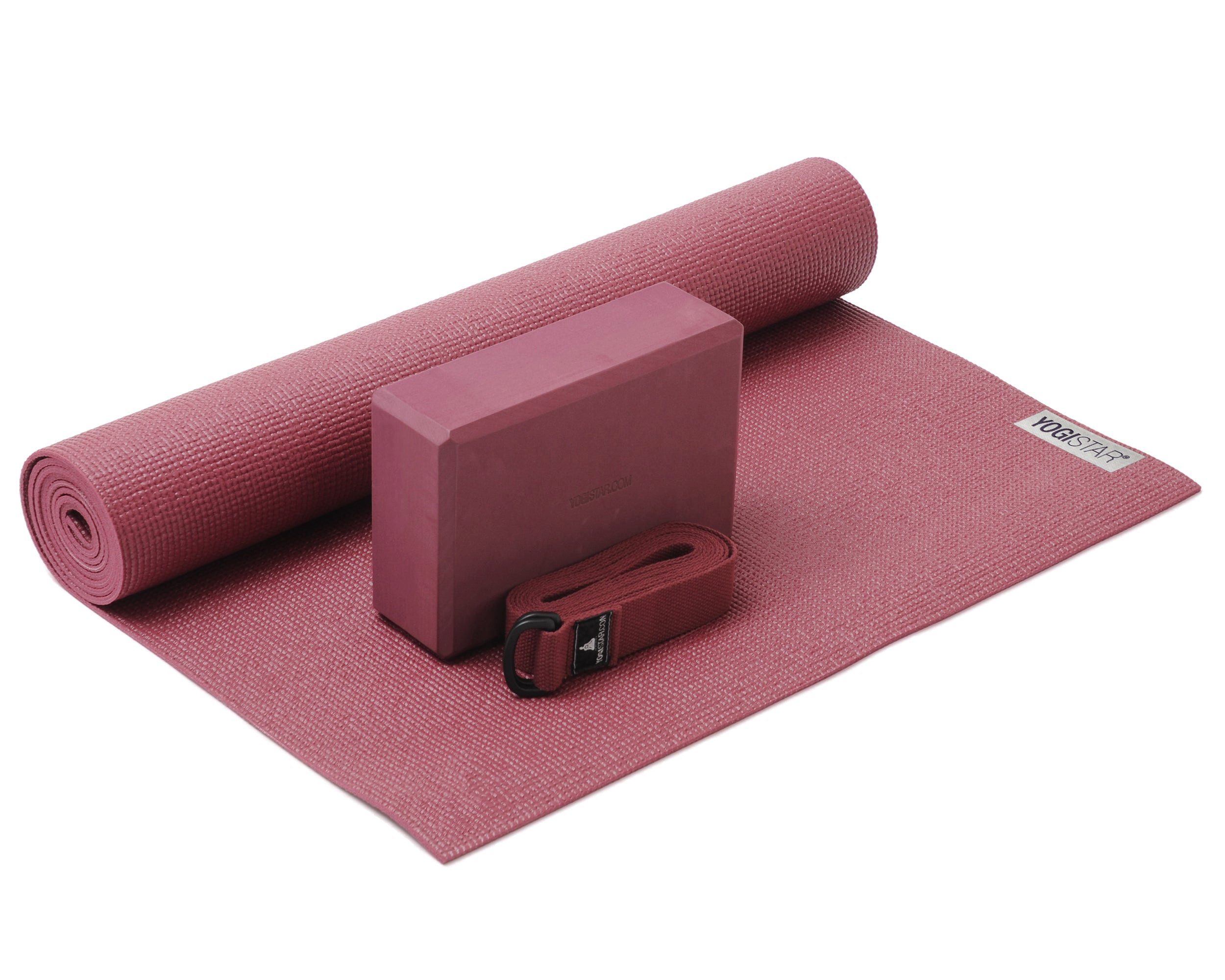 Yogistar Yogamatte Yoga-Set kick it - one (Yogamatte + Yogablock + Yogagurt) (Yogamatte, Yogablock, Yogagurt, 3-St., Yogamatte, Yogablock, Yogagurt), Yoga-Set: rutschfeste Matte, stabiler Block, vielseitiger Gurt