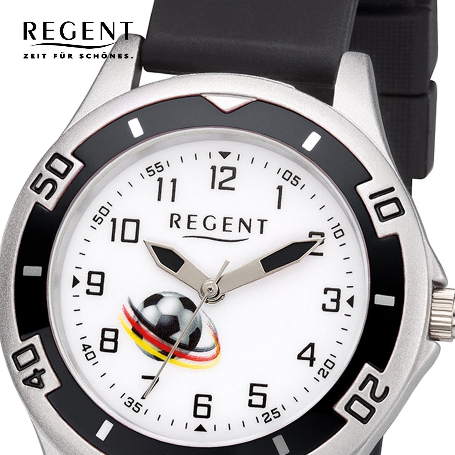 Regent Quarzuhr Regent Kinder Uhr 35mm), mittel F-1210 Kunststoff Quarz, Kunststoffarmband Armbanduhr Kinder rund, (ca