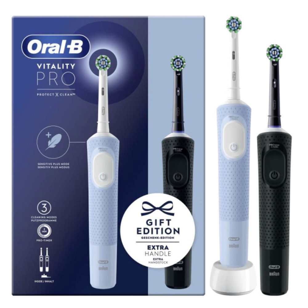 Oral-B Elektrische Zahnbürste Oral-B Vitality Pro D103 Duo 4210201446514 Elektrische Zahnbürste Roti blau|schwarz