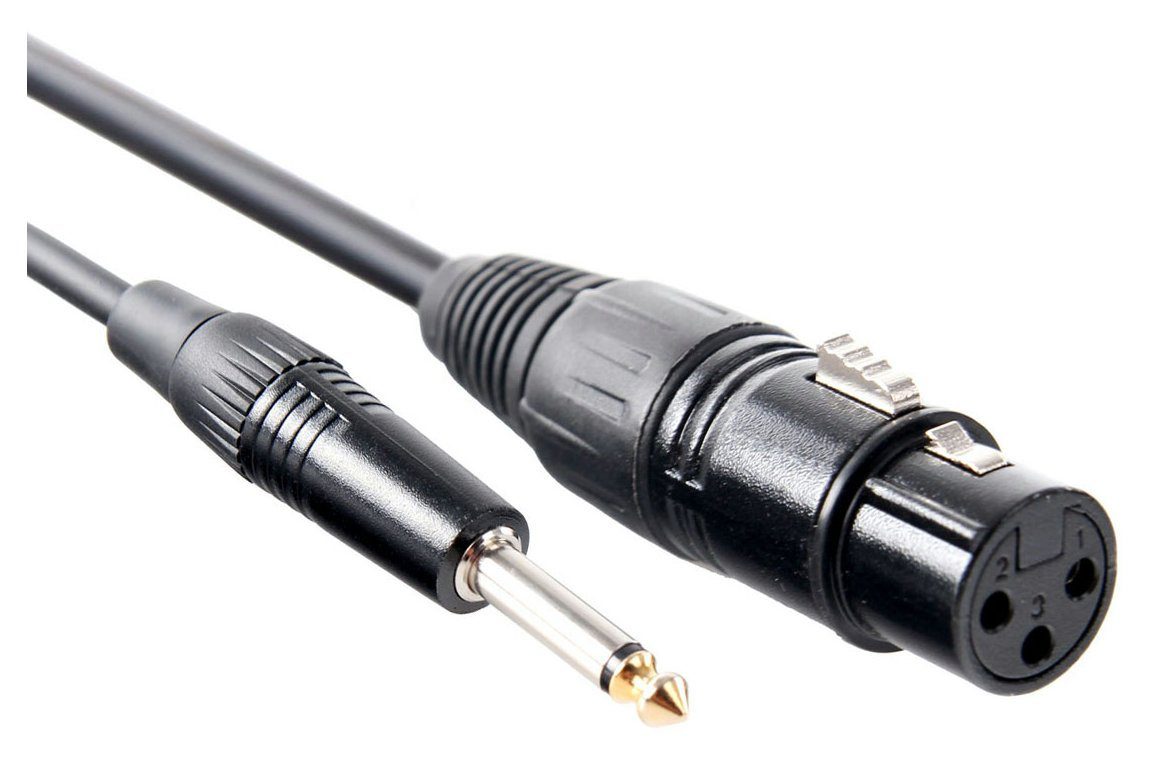 Pronomic XLR zu Klinke Kabel unsymmetrisches Mikrofonkabel - 5 m bis 10 m Länge Instrumentenkabel, Klinke mono 6.3mm, XLR 3-polig (250 cm), säure- und ölfest, Spannzangen-Zugentlastung