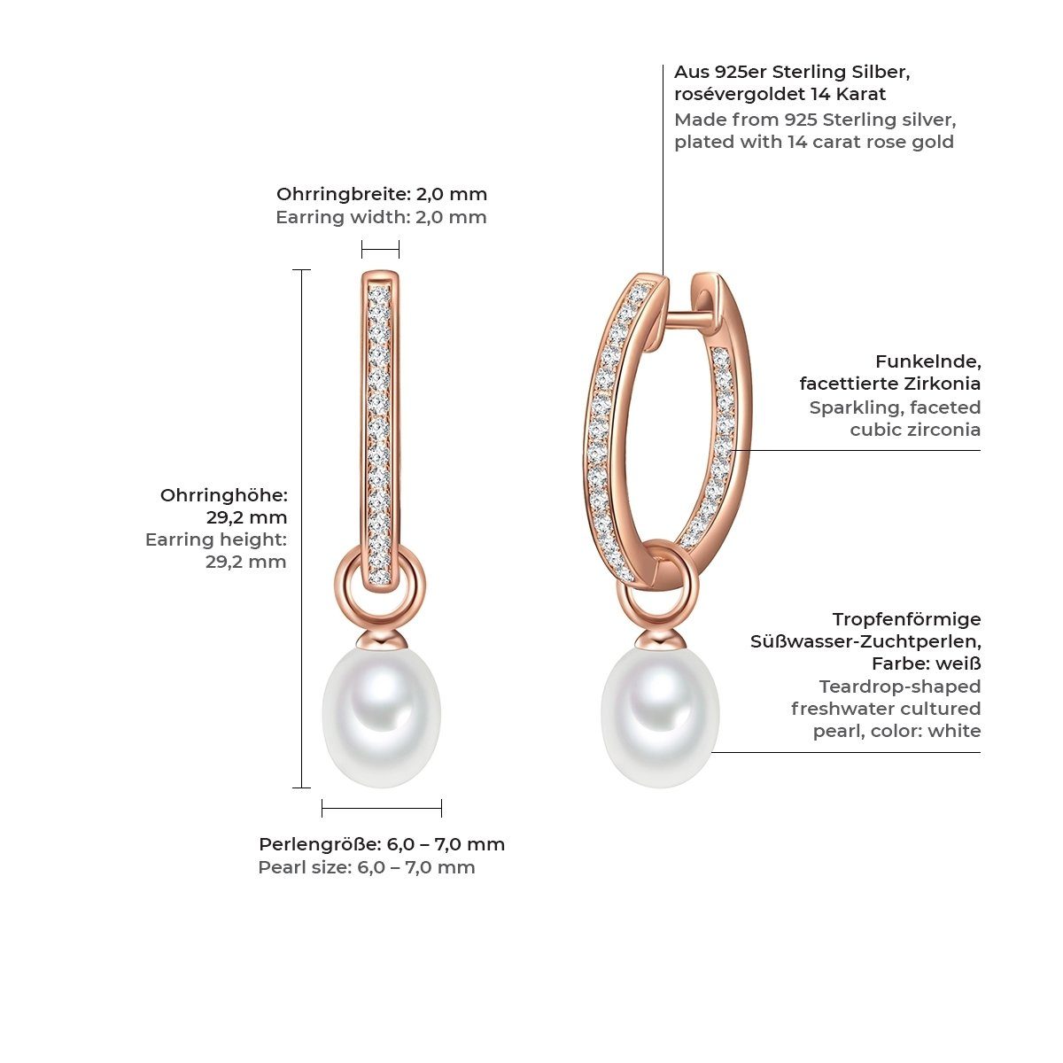 Valero Pearls Paar Creolen roségold, mit Süßwasser-Zuchtperlen günstig online kaufen