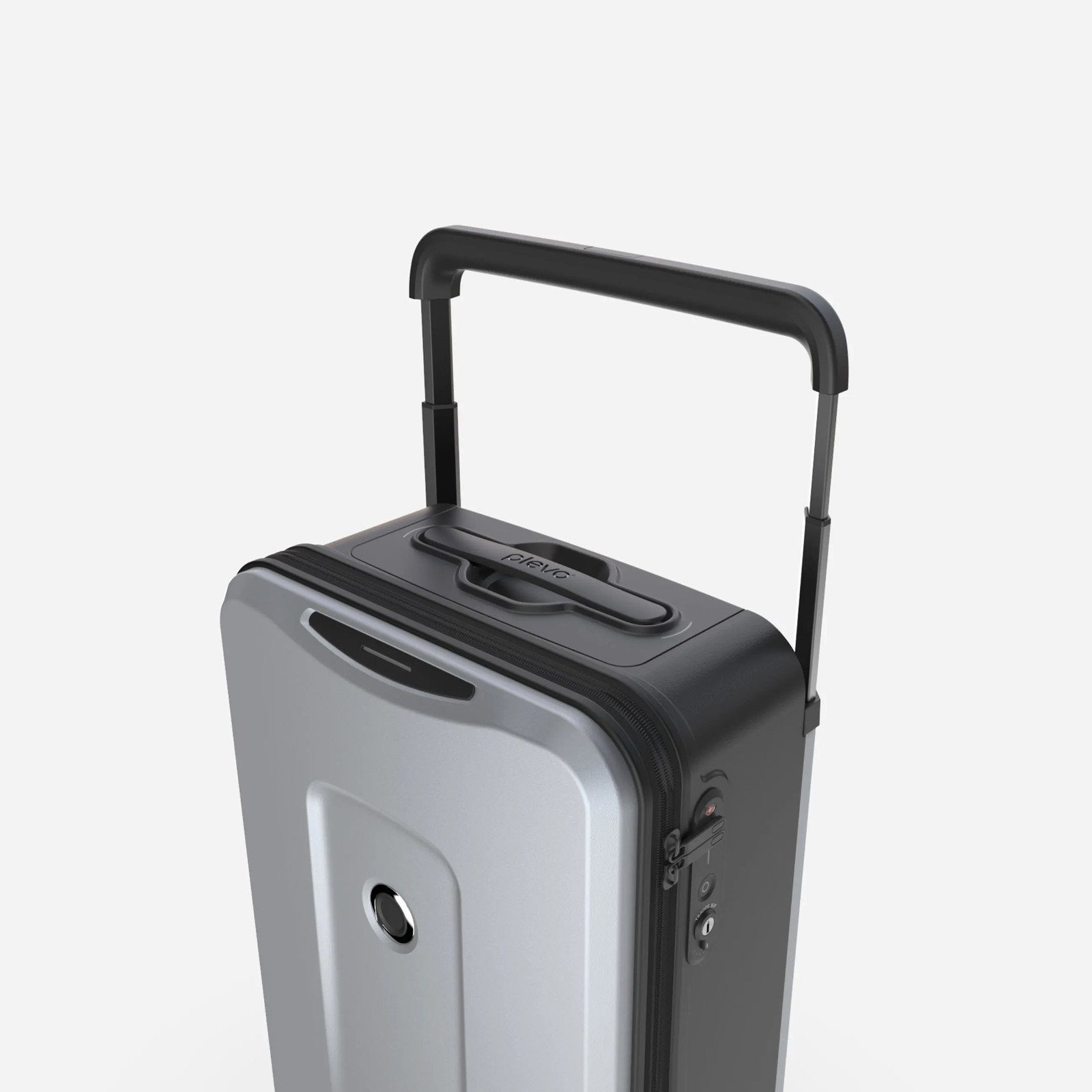 plevo Handgepäckkoffer Plevo Runner Handgepäck Koffer Trolley Reisekoffer Rollkoffer, 4 Rollen, 4 Rollen Silber 35 l mit Powerbank
