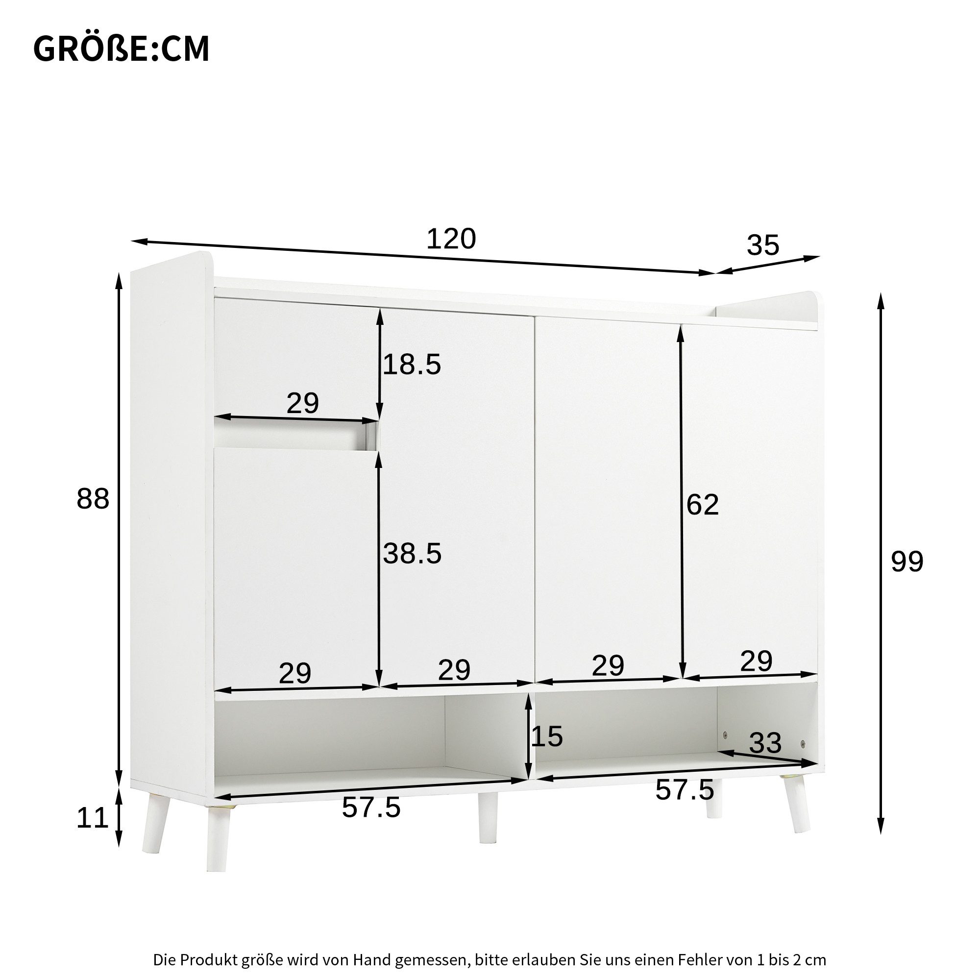 Ulife Sideboard Kommode Schuhschrank mit großem Stauraum, 4 Türen und 1 Sch günstig online kaufen