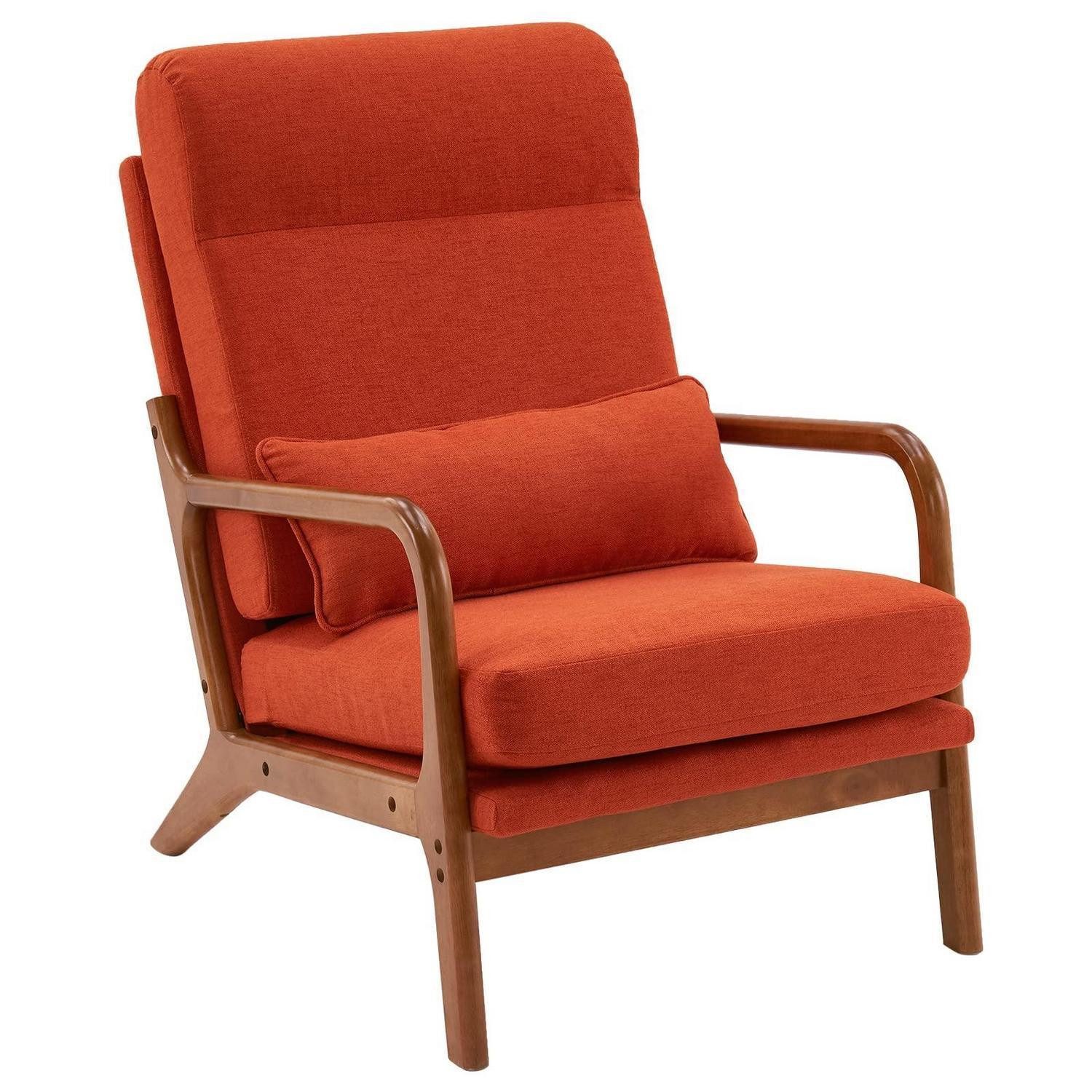 LuxusKollektion Loungesessel Sessel Polstersessel Armlehnstuhl Wohnzimmer Kissen Orange
