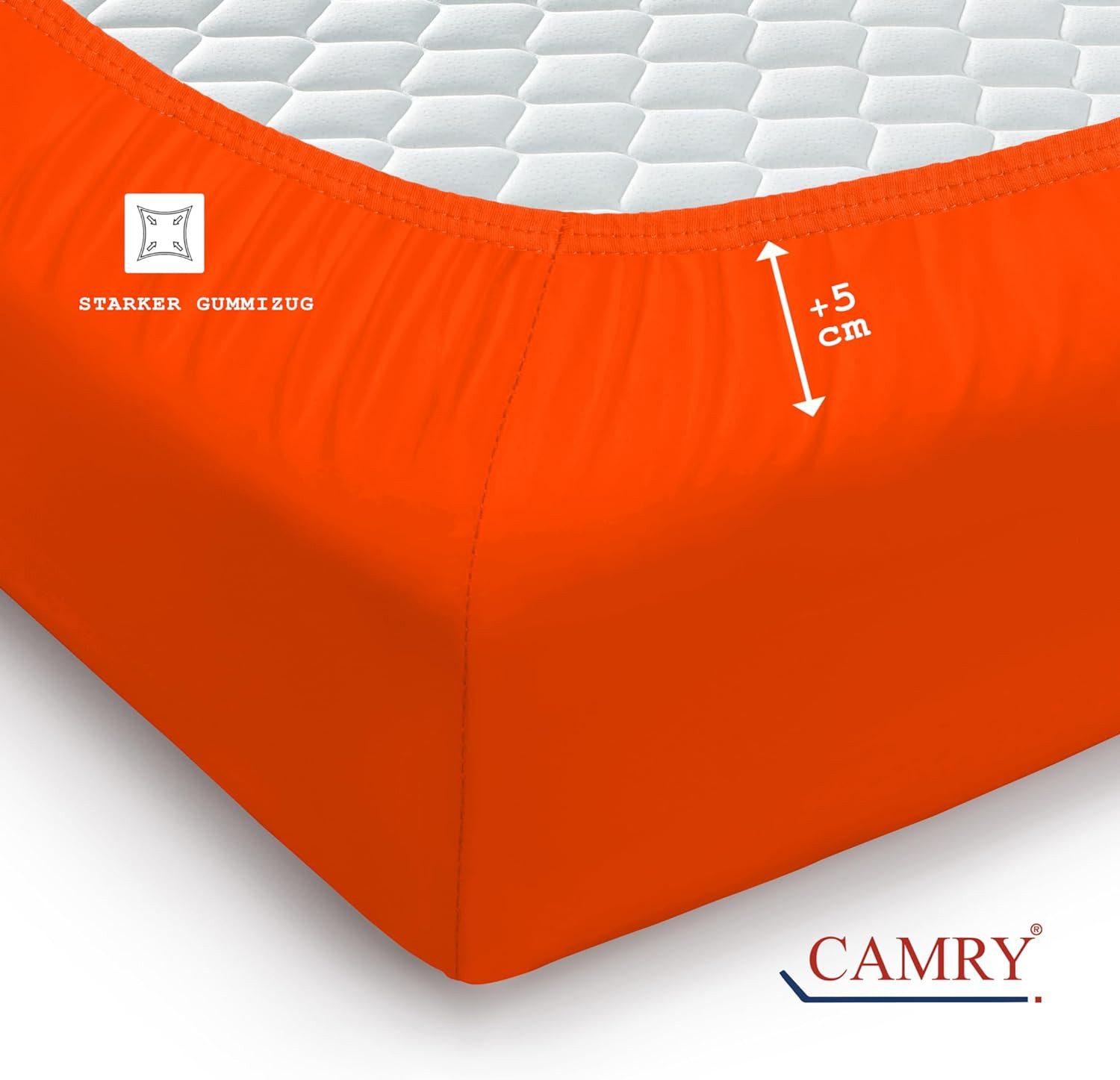 Camry Spannbettlaken CLASSIC Jersey 100% Baumwolle Spannbetttuch atmungsaktiv Gummizug, Jersey Baumwolle, Gummizug: rundum, 100% Baumwolle, alle Matratzenhöhen, – Bild 4 von 5