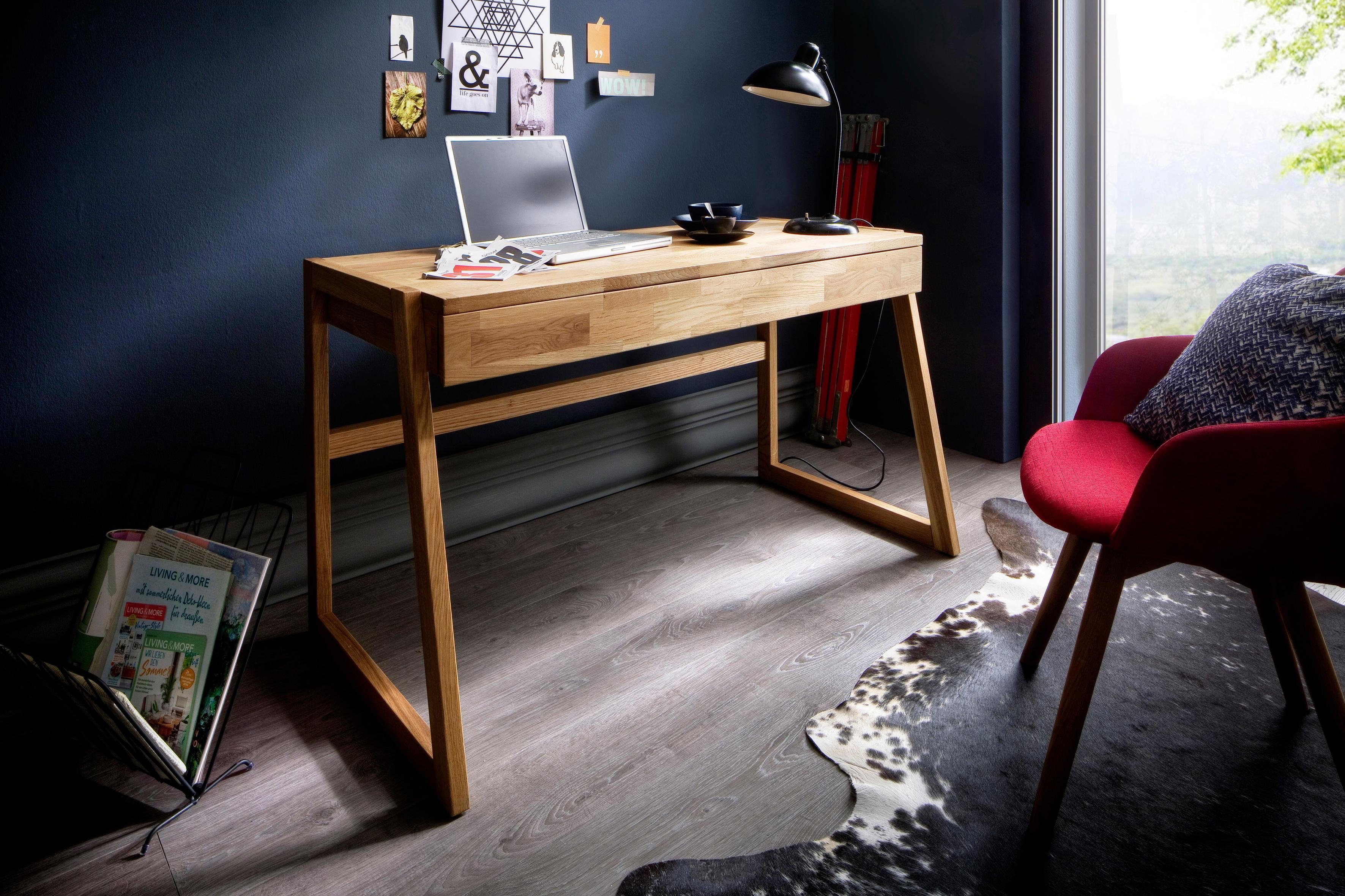 Home affaire Laptoptisch Dura - Holzschreibtisch aus Massivholz mit Soft-Close Schublade, aus Massivholz, mit Soft-Close Funktion der Schubladen