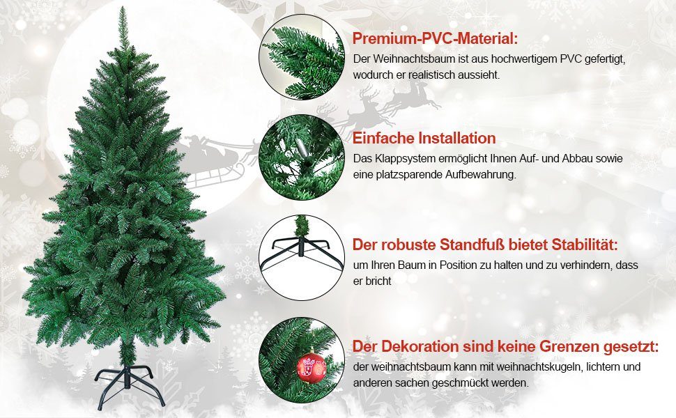 Gotoll Künstlicher Weihnachtsbaum XM048, Tannenbaum Christbaum 120 150 