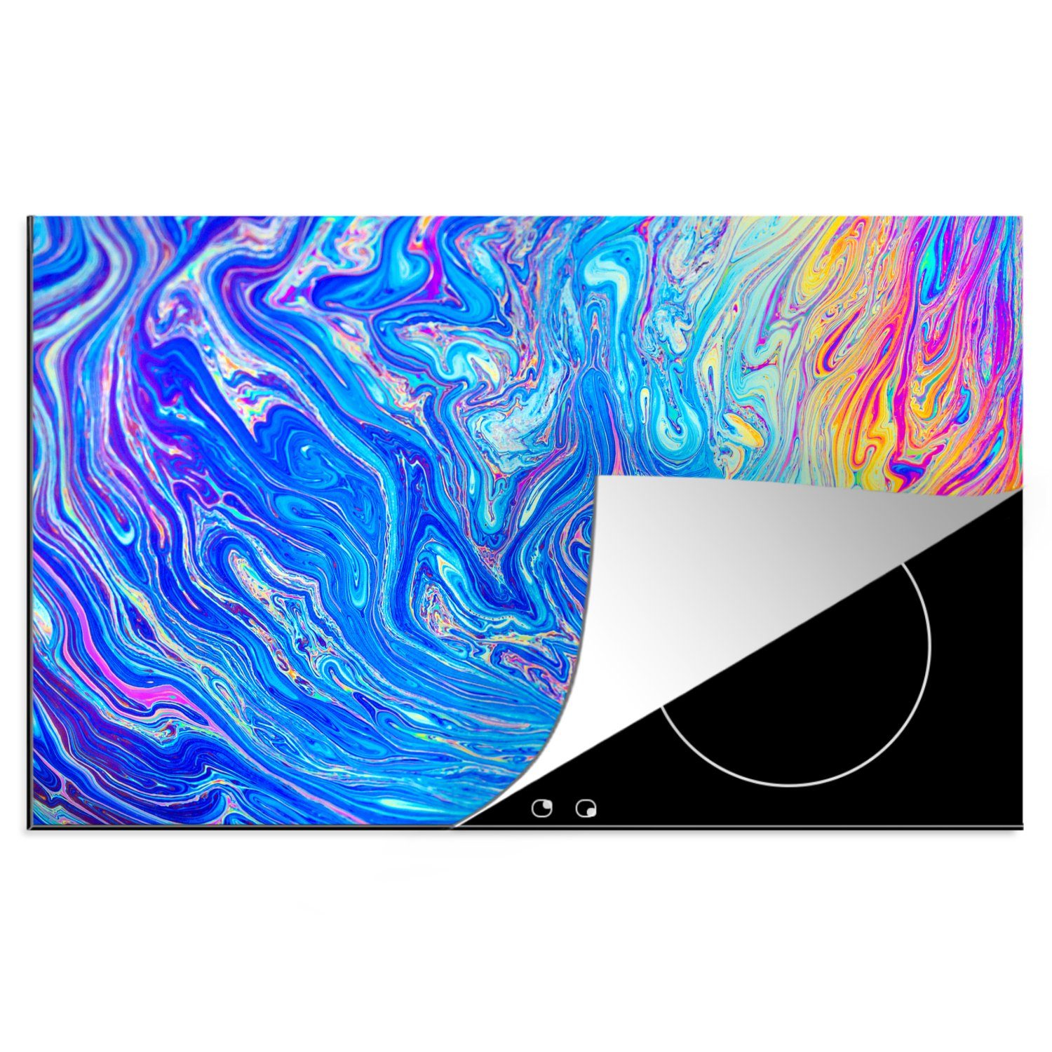 MuchoWow Herdblende-/Abdeckplatte Flüssiger Hintergrund aus Regenbogenfarben, Vinyl, (1 tlg), 81x52 cm, Induktionskochfeld Schutz für die küche, Ceranfeldabdeckung