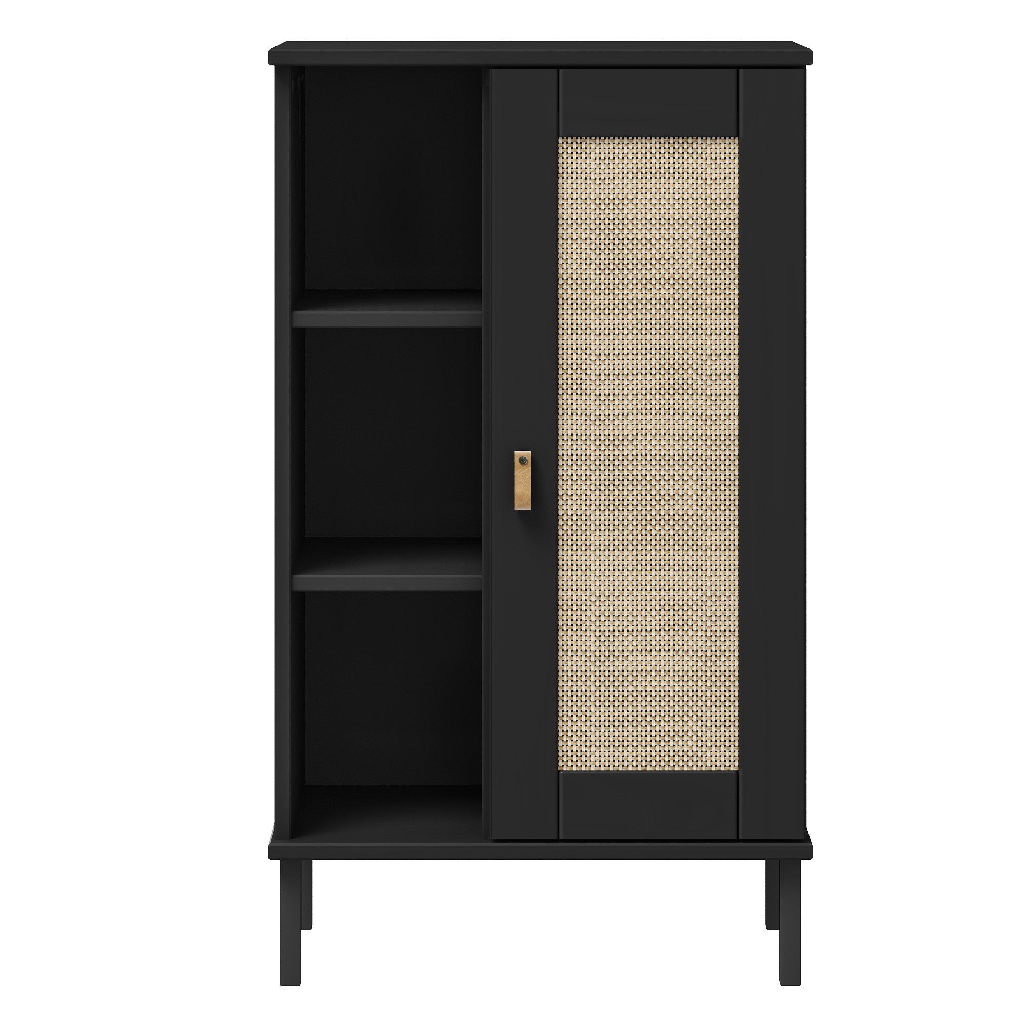 Woodroom Regal Valencia, Kiefer massiv lackiert, BxHxT 52x90x32 cm schwarz