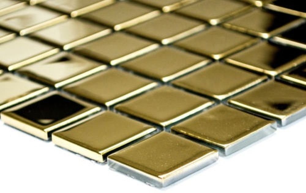 Mosani Mosaikfliesen Glasmosaik gold Mosaikfliese BAD WAND WC electroplated Küche