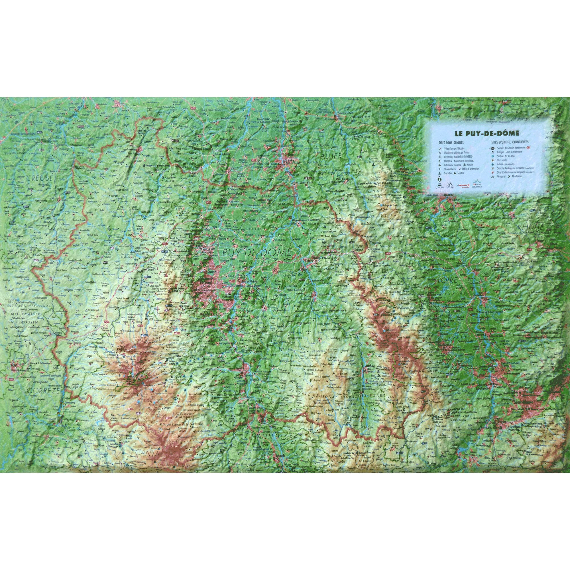 3Dmap Wandbild 3Dmap Regional-Karte Le Puy de Dôme