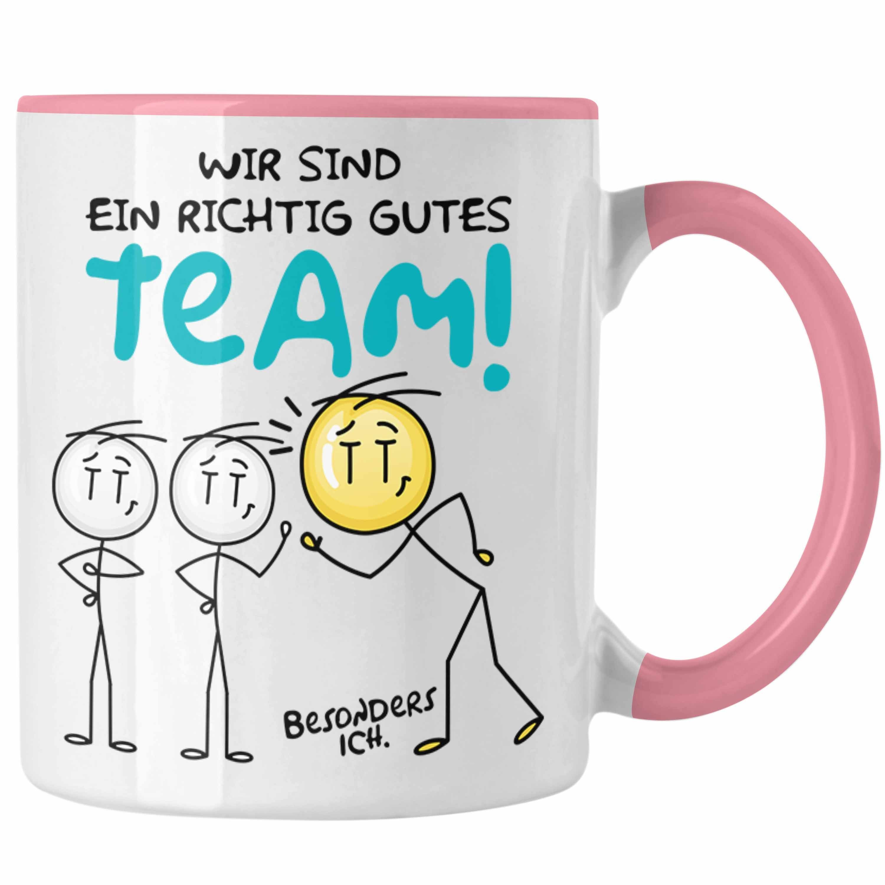 Trendation Tasse Tasse für Bestes Team Geschenk Kaffeetasse Geschenkidee Dankeschön Dan Rosa