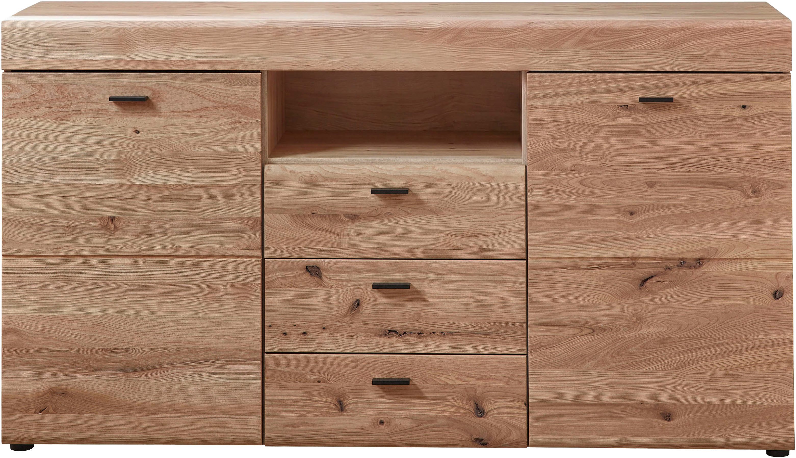 Wohnconcept Sideboard Malaga Sideborad, 160x88x42 (BxHxT) (1 St), Front Massivholz, 2 türig, 3 Schubladen, Softclose