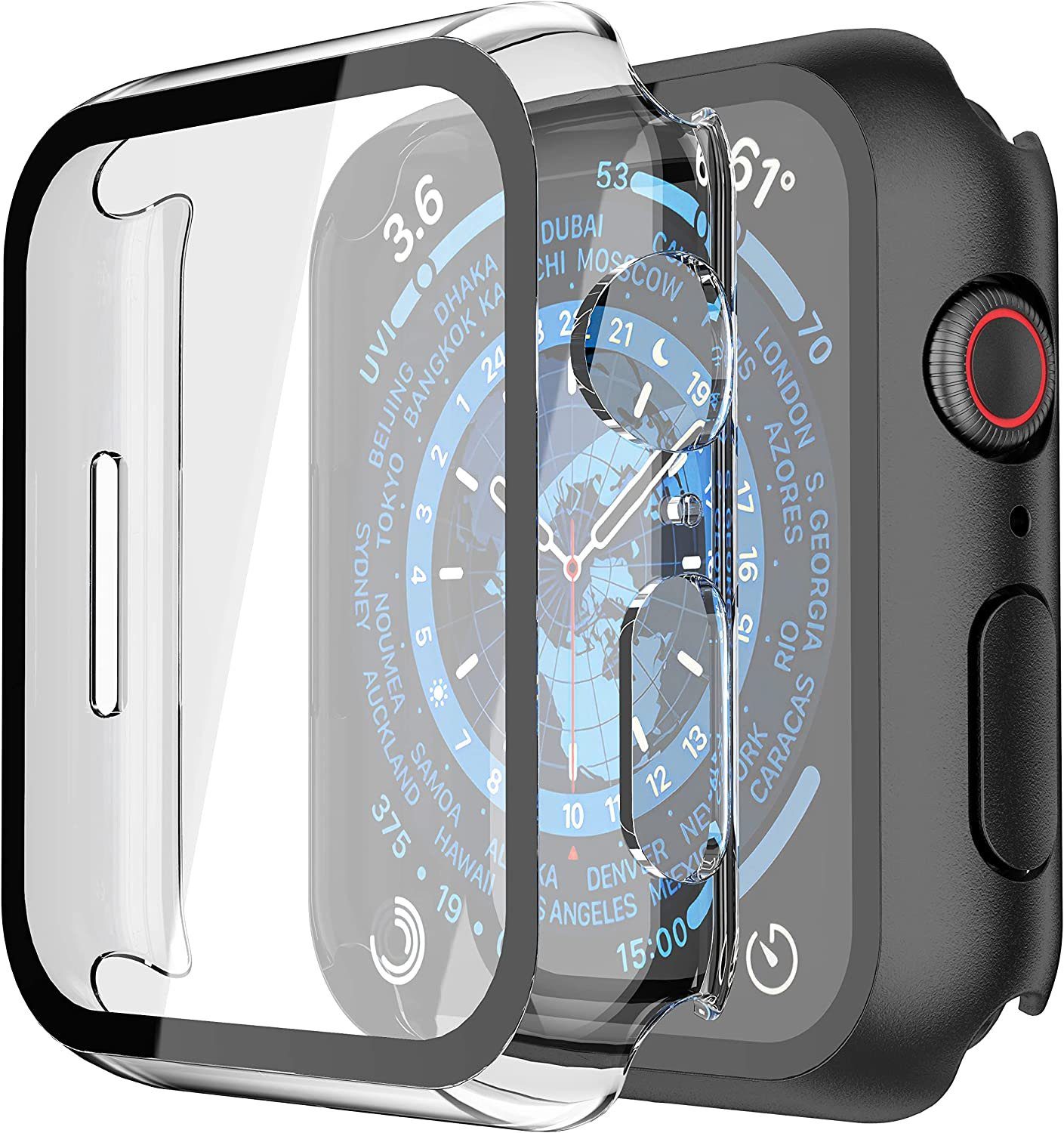 MSM Smartwatch-Hülle Hülle für Apple Watch Series 8 Case 41mm 45mm Display Schutzglas 9H