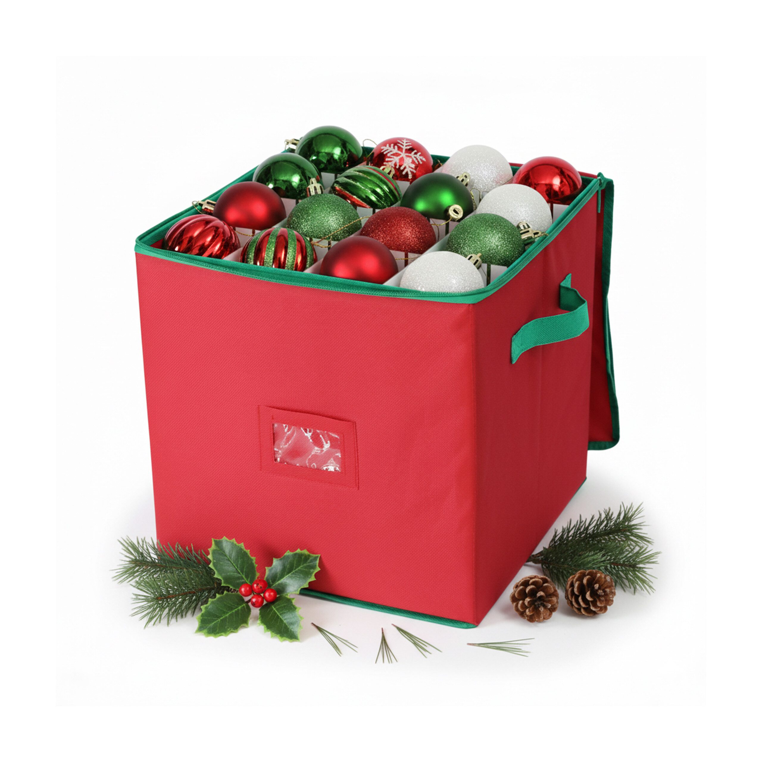 relaxdays Aufbewahrungsbox Weihnachtskugel Aufbewahrungsbox, rot günstig online kaufen