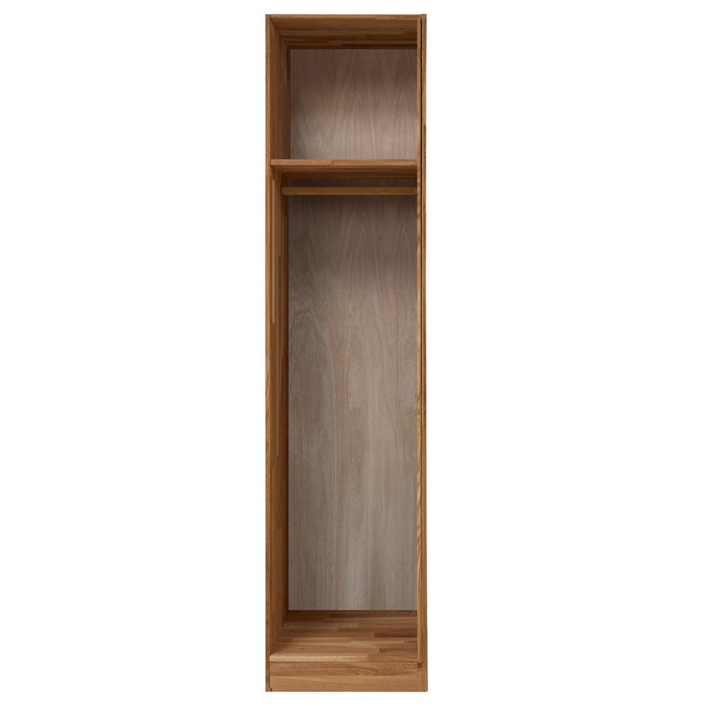 Lomadox Kleiderschrank NORDDEICH-137 Wildeiche massiv, 1 Tür, Einlegeboden, Kleiderstange, 49/207/60 cm