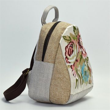 Dekorative Minirucksack Mini-Rucksack, Umhängetasche mit feiner Stickerei (1-tlg), Exquisites Stickereimuster, großes Kapazität