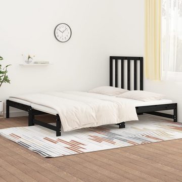 vidaXL Bett Tagesbett Ausziehbar Schwarz 2x(90x190) cm Massivholz Kiefer