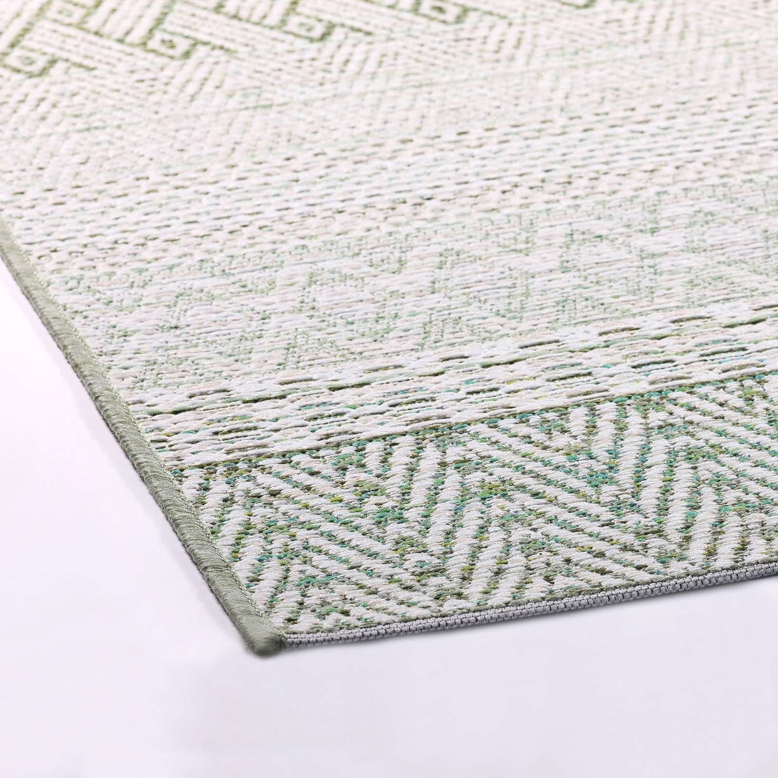 TaraCarpet Teppich In & Outdoor Teppich Brandon 98003 Ethno, rechteckig, Höhe: 6 mm, sisal optik grün Wohnzimmer Terrasse Garten Balkon Küche 80x150 cm