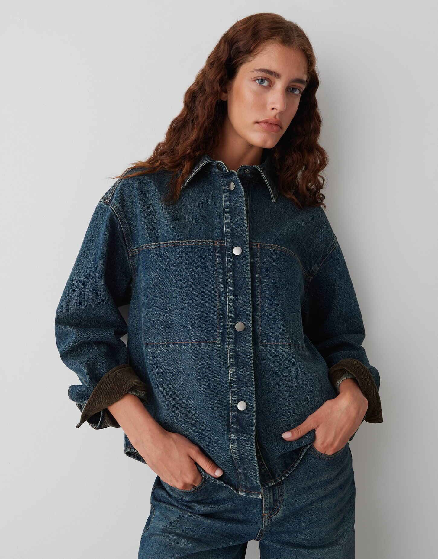 OPUS Jeansblazer JASPA mit Corddetails überschnittene günstig online kaufen