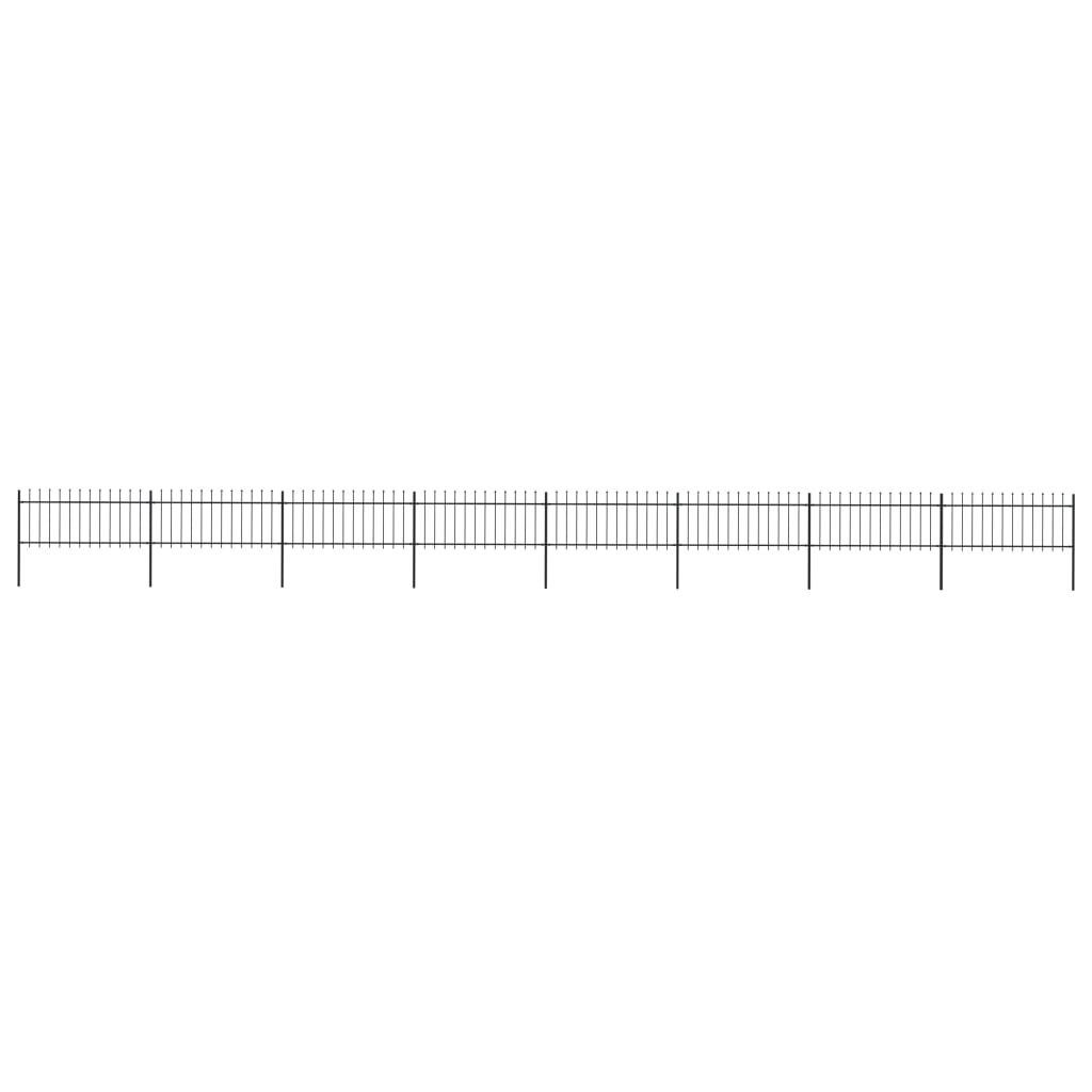 vidaXL Gartenzaun Gartenzaun mit Speerspitze Stahl 1339 x 80 cm Schwarz, (1-St)