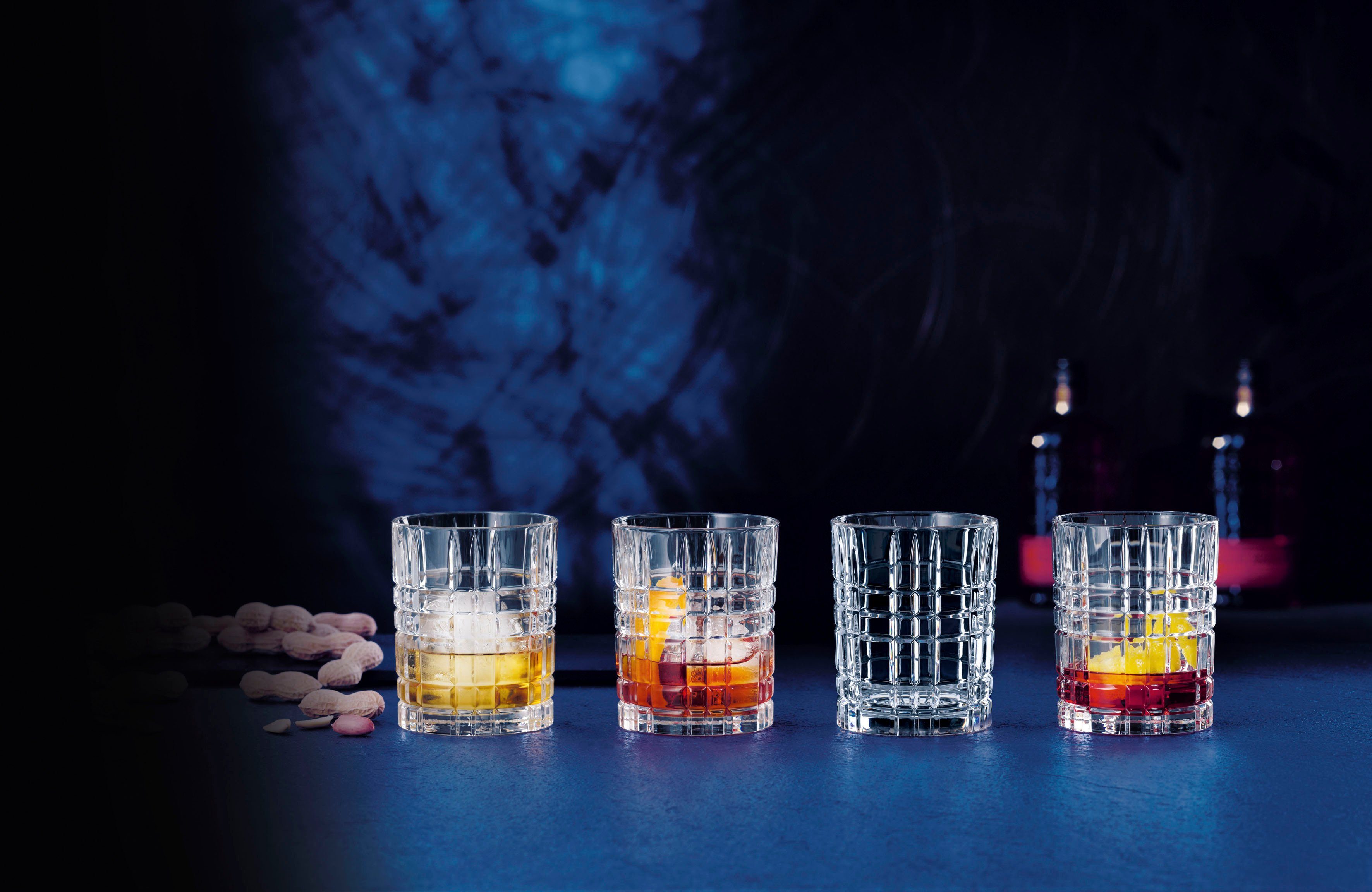 Nachtmann Whiskyglas Square, 4-tlg., Kristallglas, Made in Germany, 345 ml, 4-teilig