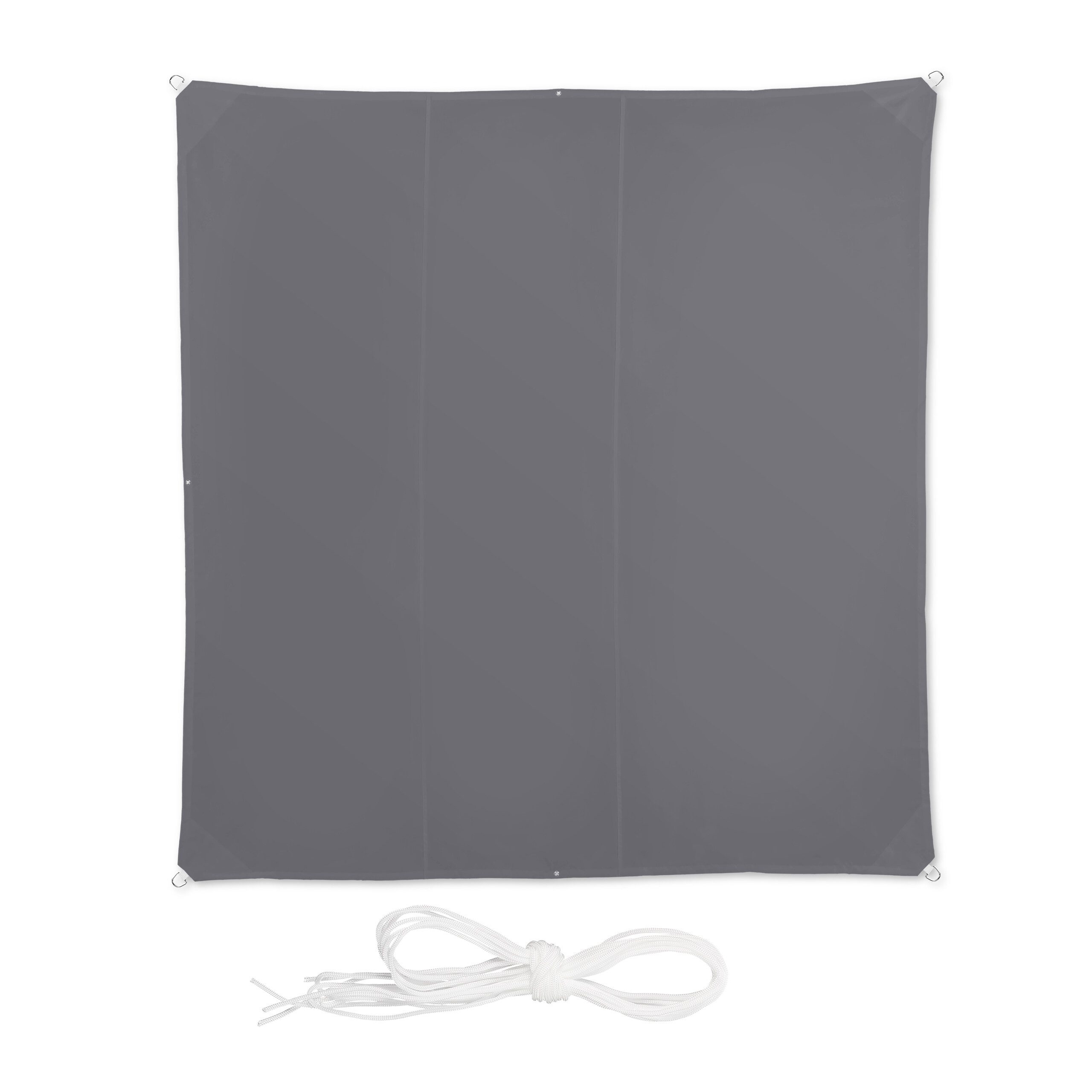 relaxdays Sonnensegel Quadrat in Grau, (6-tlg), 4 x 4 m