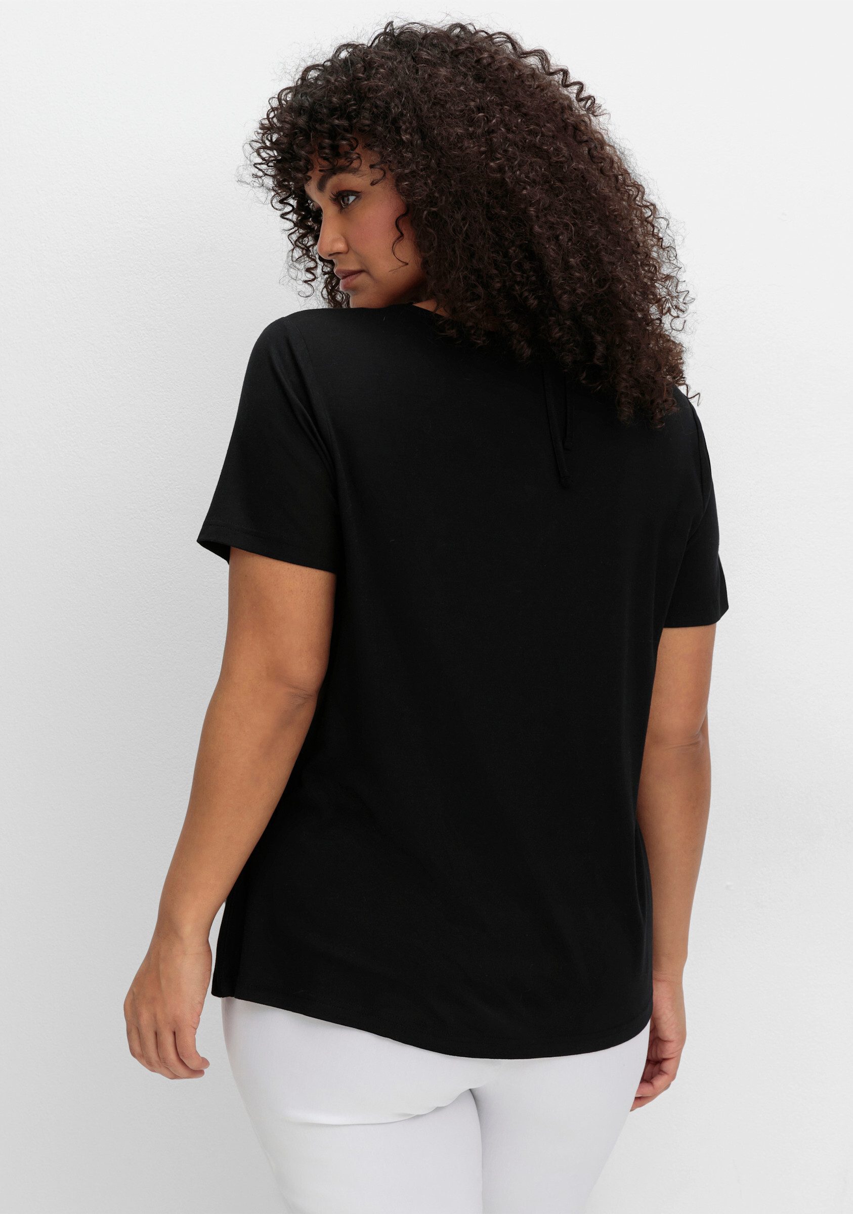 sheego by Joe Browns T-Shirt T-Shirt Kurzarm mit Neckholder-Bindeband günstig online kaufen