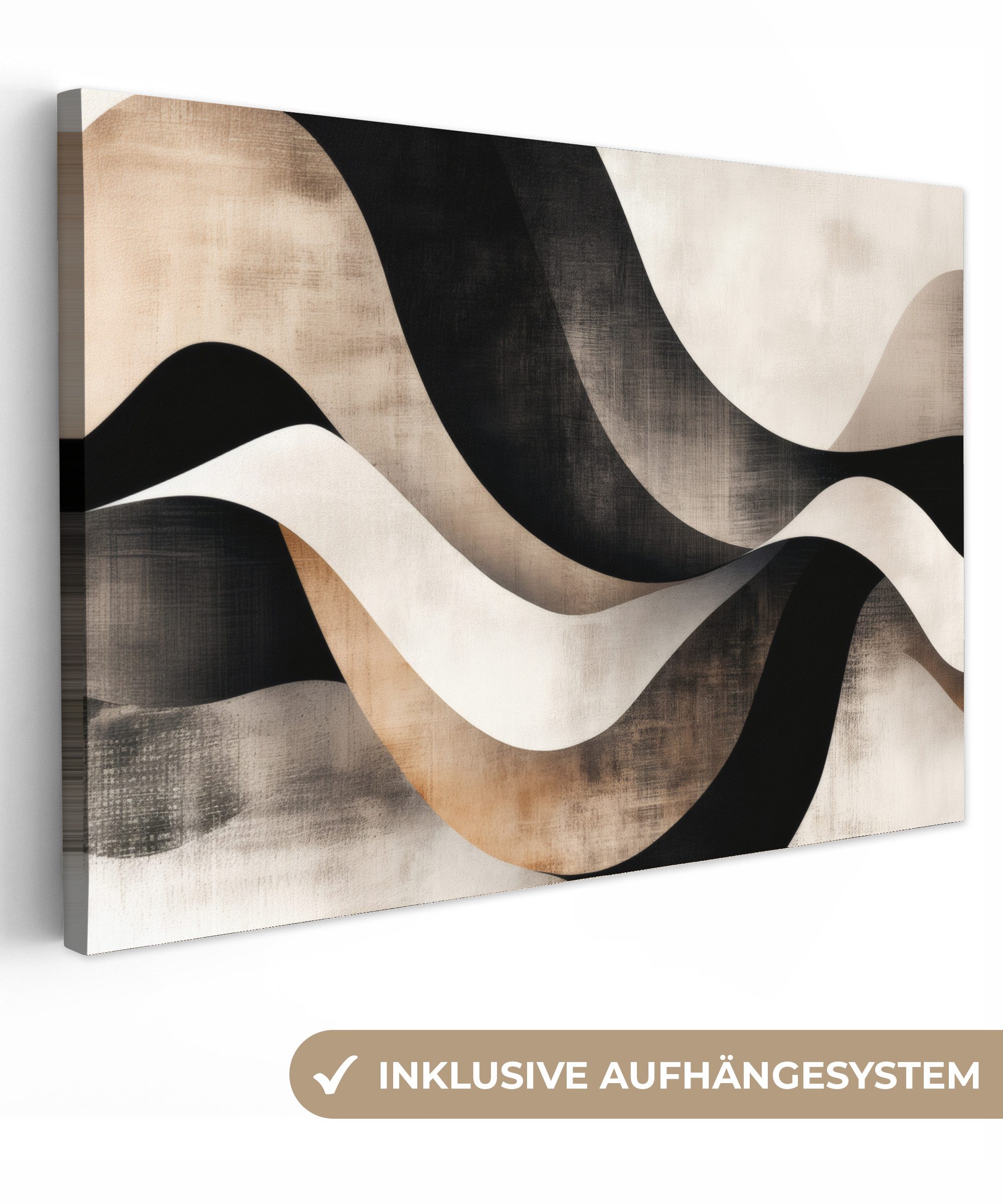OneMillionCanvasses® Leinwandbild Abstrakt - Wellen - Schwarz - Verwittert, günstig online kaufen