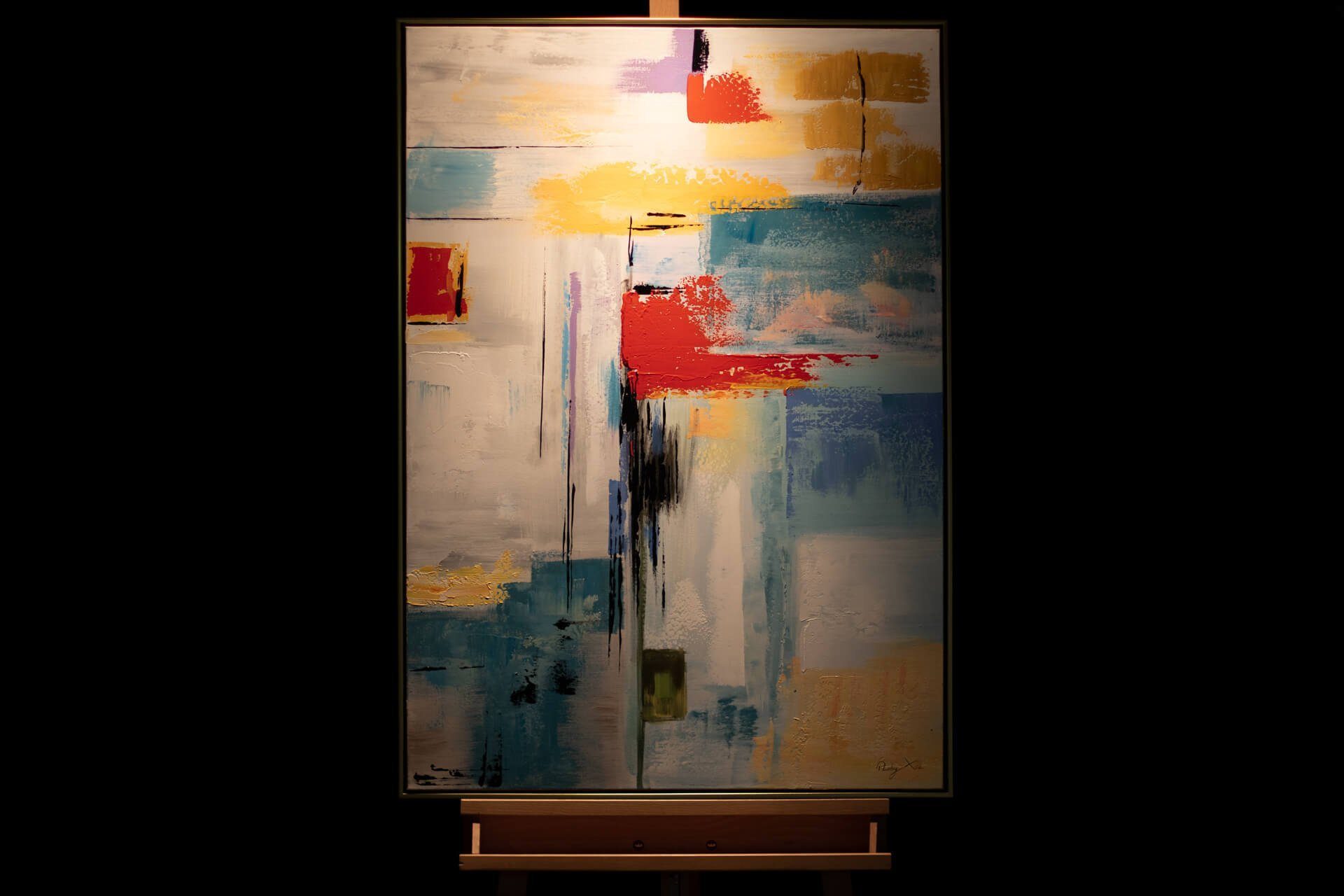 KUNSTLOFT 100% 77.5x102.5 HANDGEMALT Water cm, Wandbild Gemälde Wohnzimmer Leinwandbild Reflections