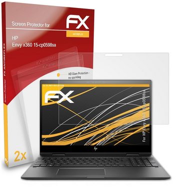 atFoliX Schutzfolie für HP Envy x360 15-cp0598sa, (2 Folien), Entspiegelnd und stoßdämpfend
