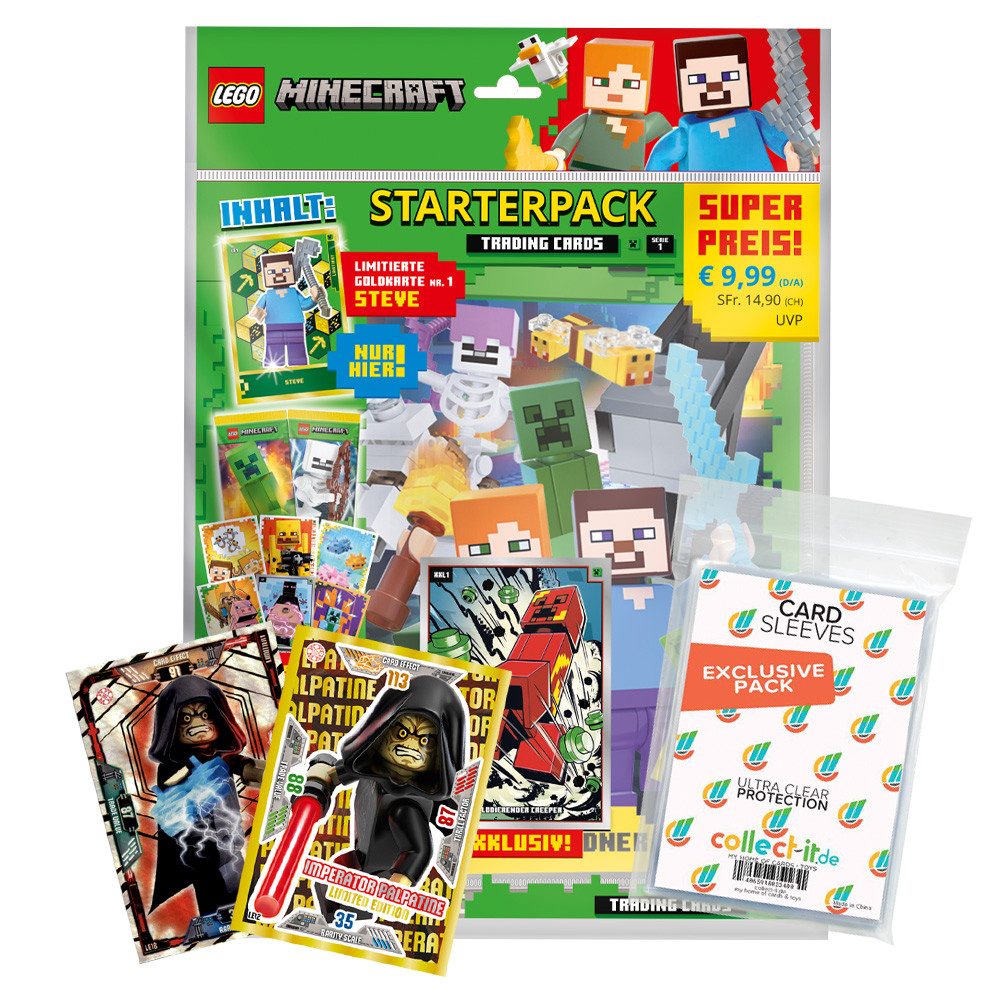 Blue Ocean Sammelkarte LEGO Minecraft Serie 1 Trading Cards 1 Starter + Sleeves