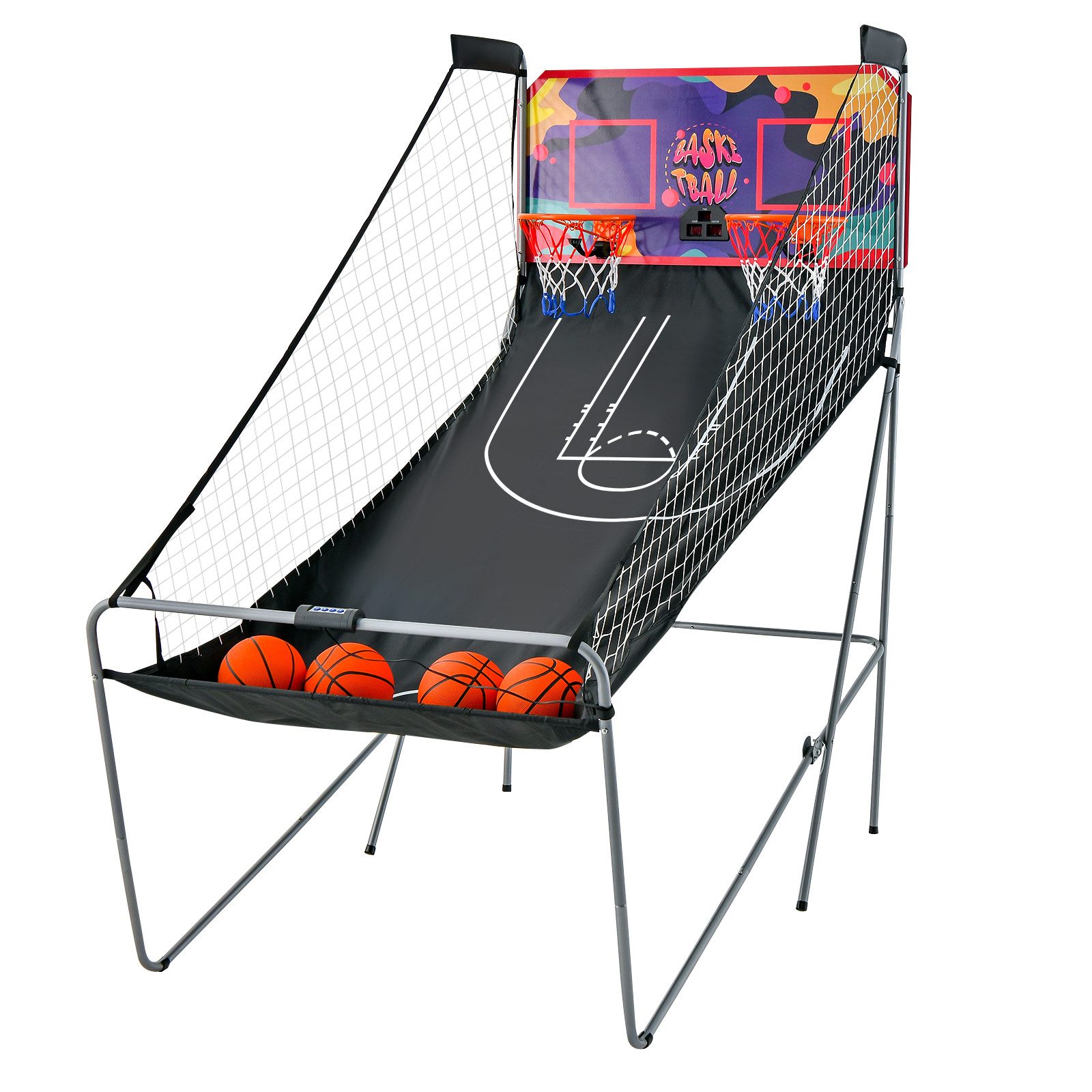 COSTWAY Basketballkorb Arcade-Basketballspiel, inkl. 4 Мячиn, klappbar