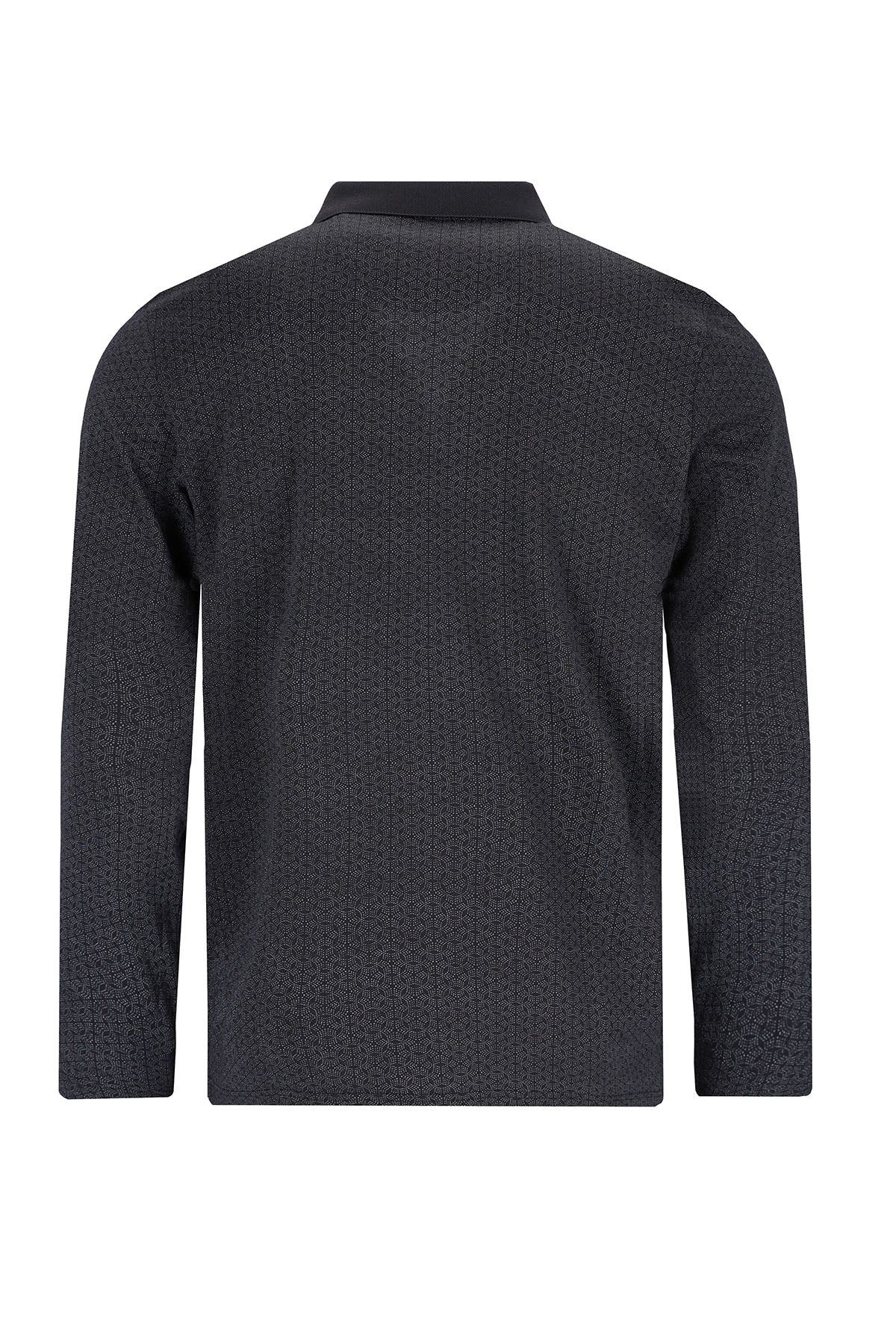 Hajo Langarm-Poloshirt Softknit-Polo mit Alloverdruck günstig online kaufen