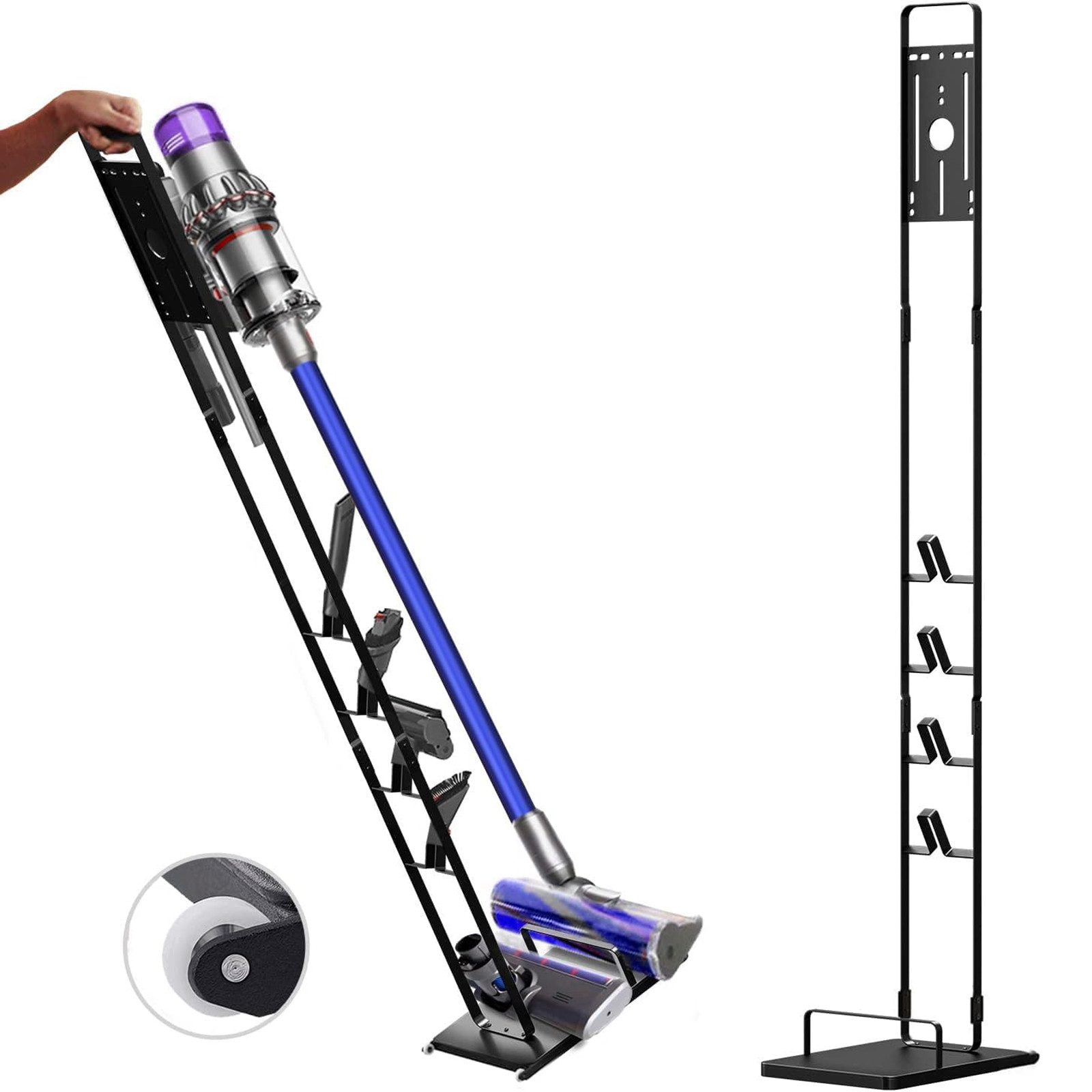 SURFOU Standhalterung Ständer Kompatibel für Dyson, mit Zubehörhalter und Rollen., (ohne Bohren, Organisieren Sie Staubsauger und Zubehör platzsparend)