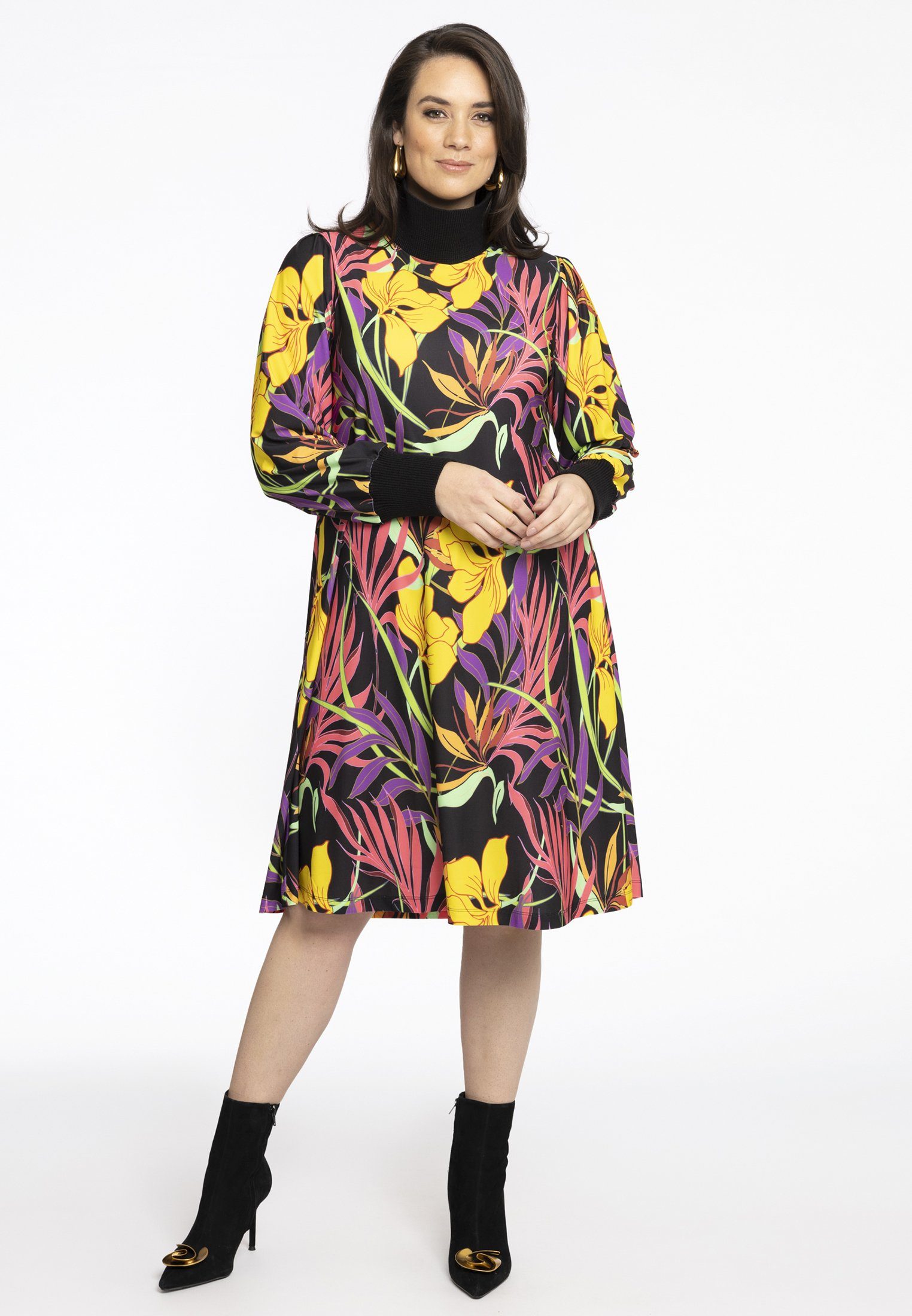 YOEK A-Linien-Kleid Damen Kleid Große Größen mit floralem Druck